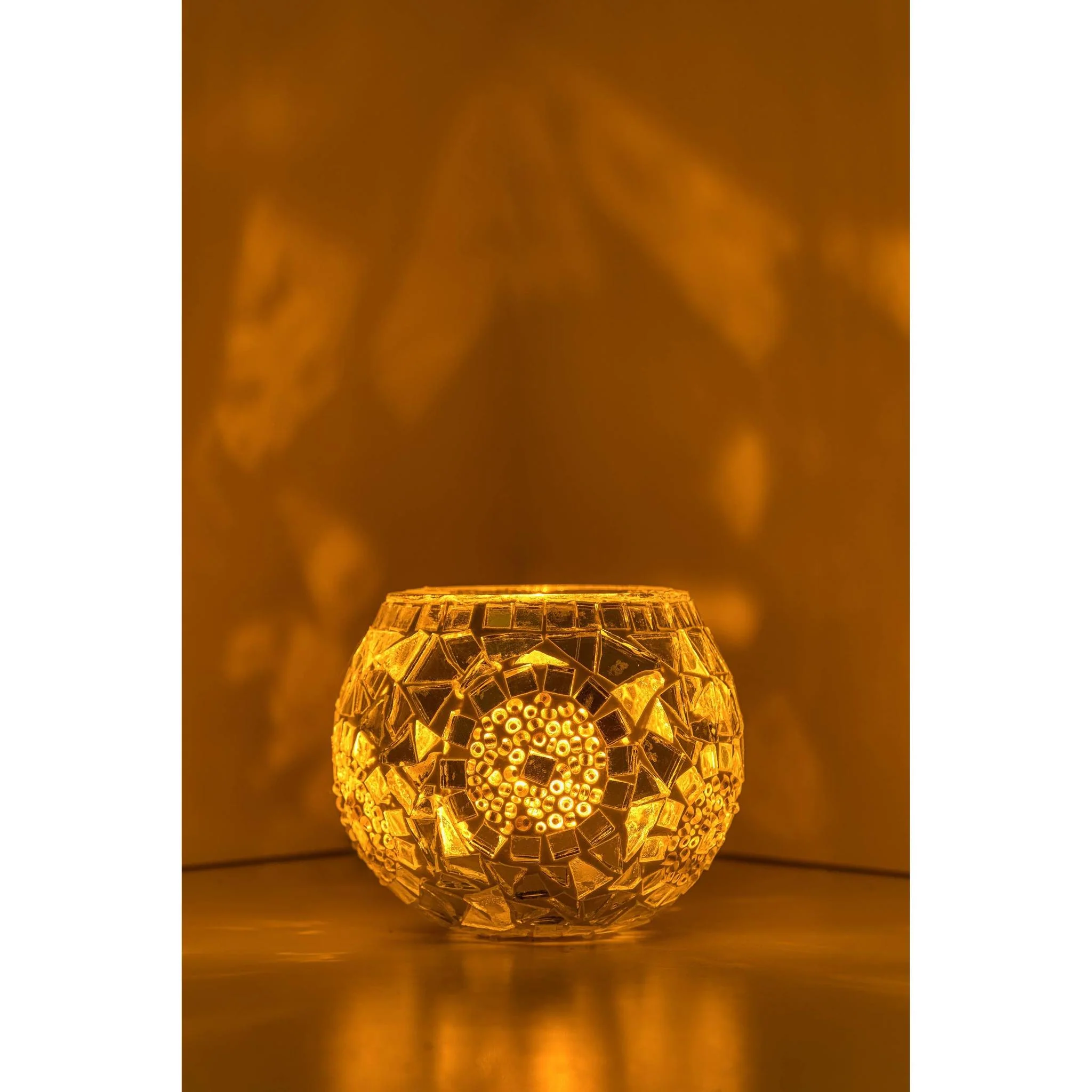 Handmade Large Mosaic Glass Candle Holder [in Multicolor and Turquiose] - Image 5