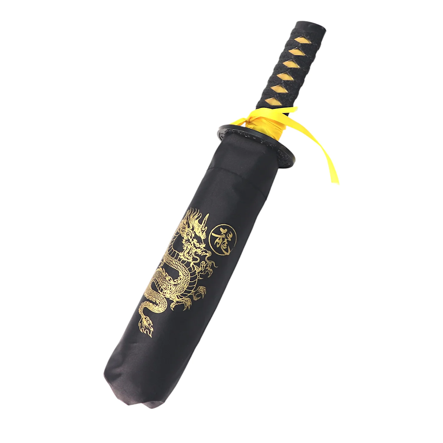 Katana Handle Dragon Umbrella | Samurai-Inspired Nylon Umbrella with Gold Dragon Design - Image 3