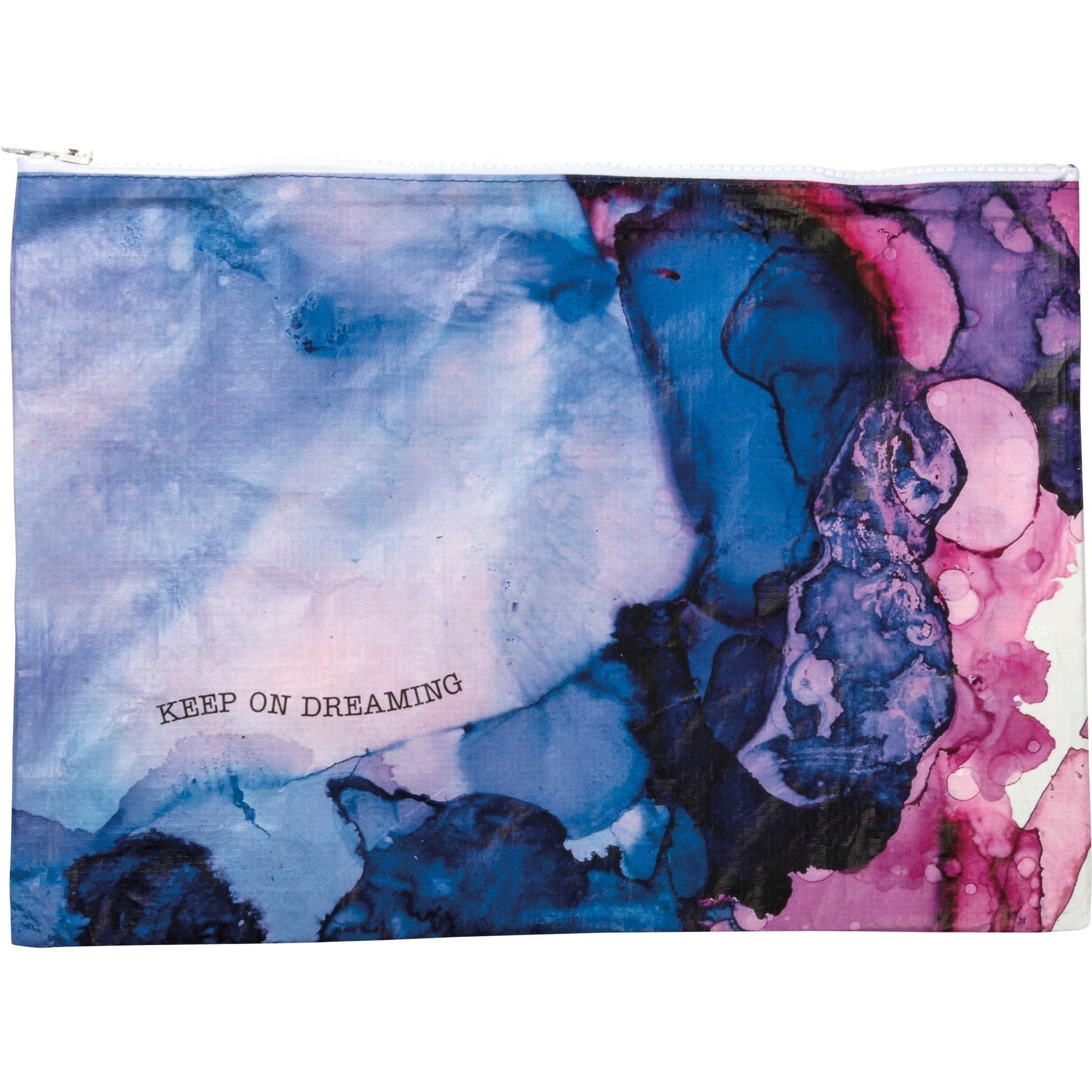 Jumbo Pouch Keep On Dreaming Watercolor Design Colorful Recycled Material Jumbo Zipper Folder | 14.25" x 10" - Image 2