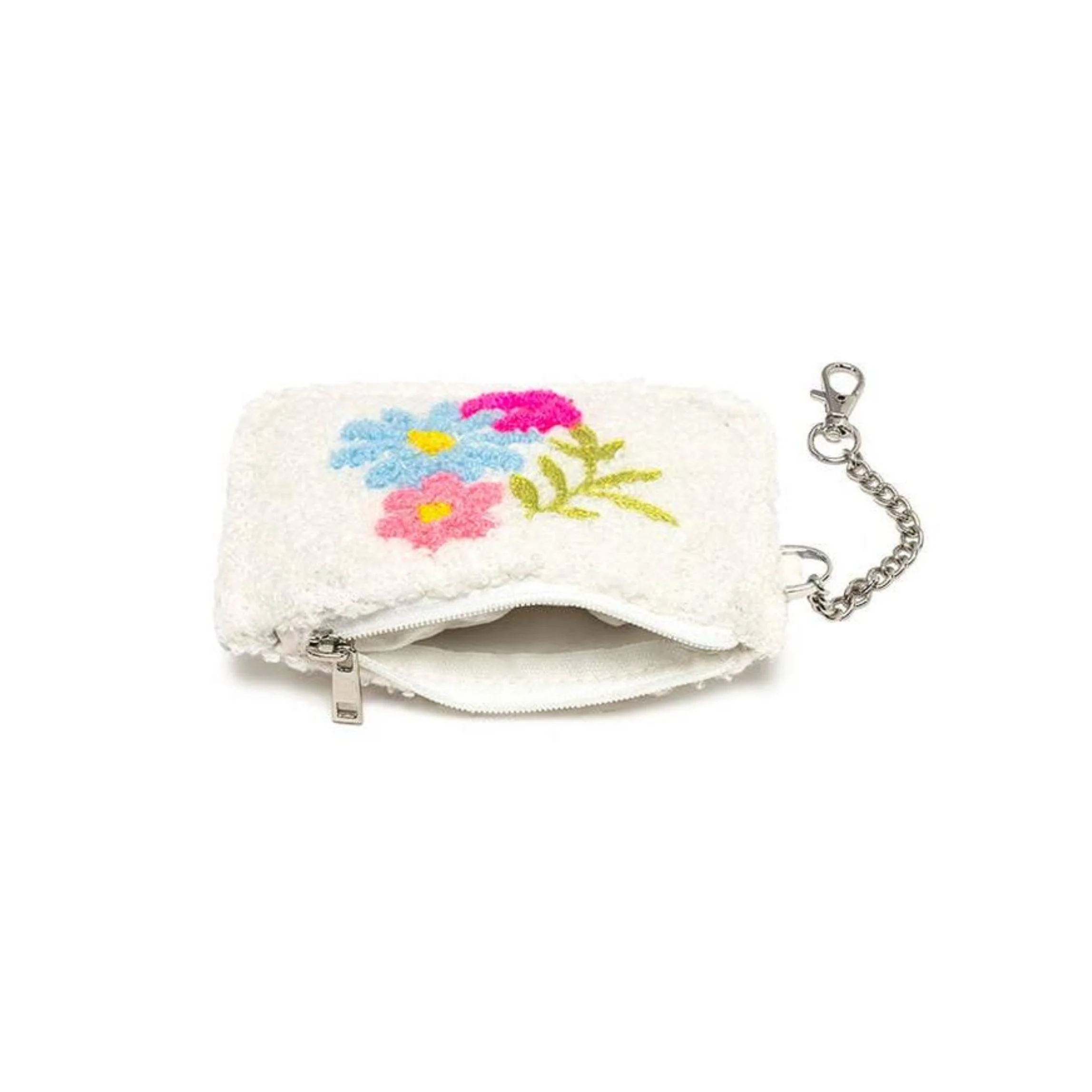 Spring Flowers in Bloom White Keychain Pouch | Cards & Cash Key Chain Wallet Purse - Image 3