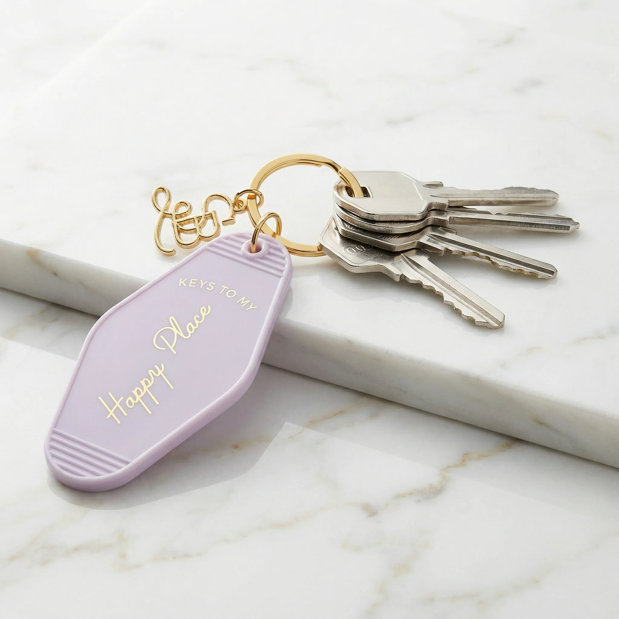 Keys to My Happy Place Motel Style Keychain with Gold Hardware - Image 5