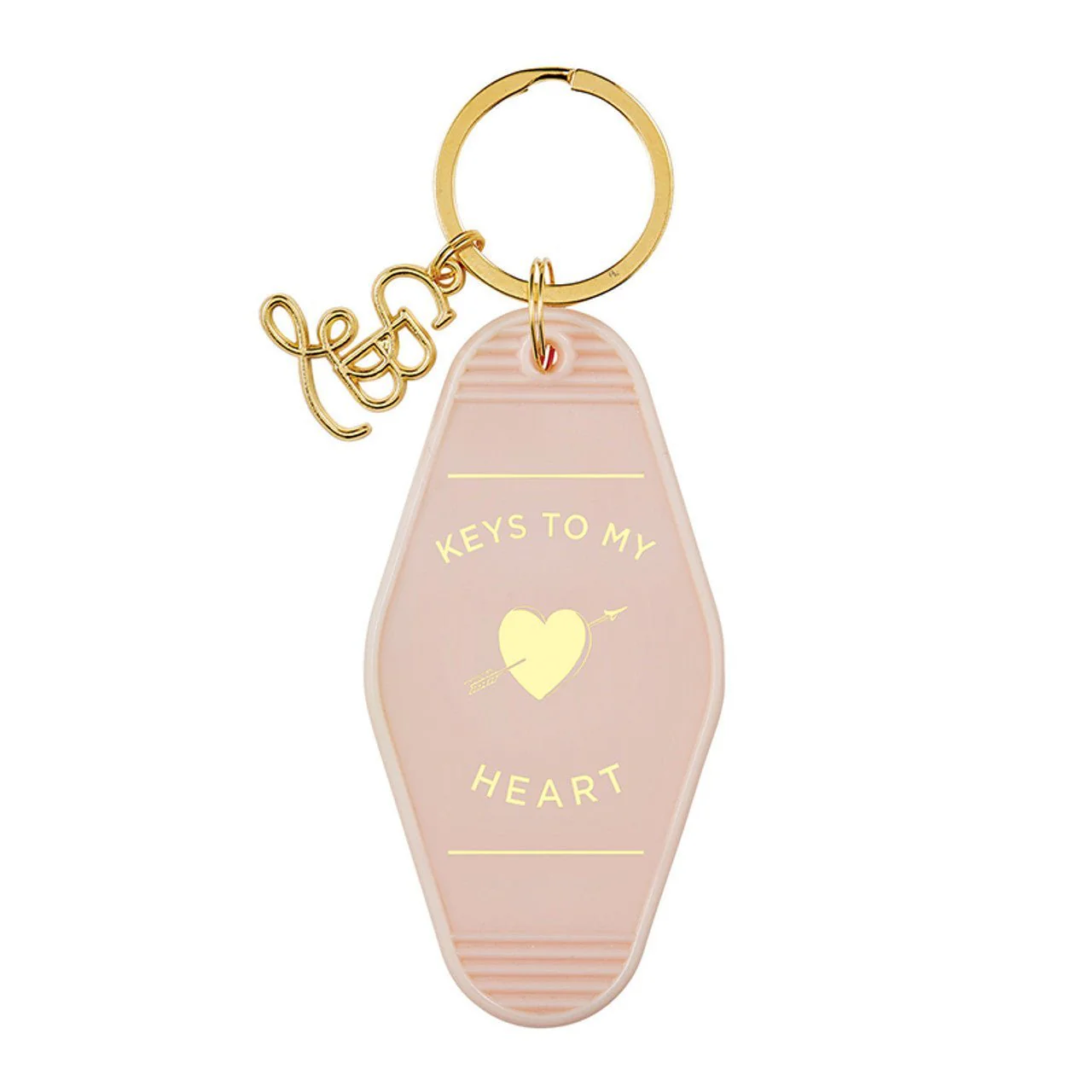 Keys To My Heart Motel Keychain in Pink with Gold Hardware - Image 2