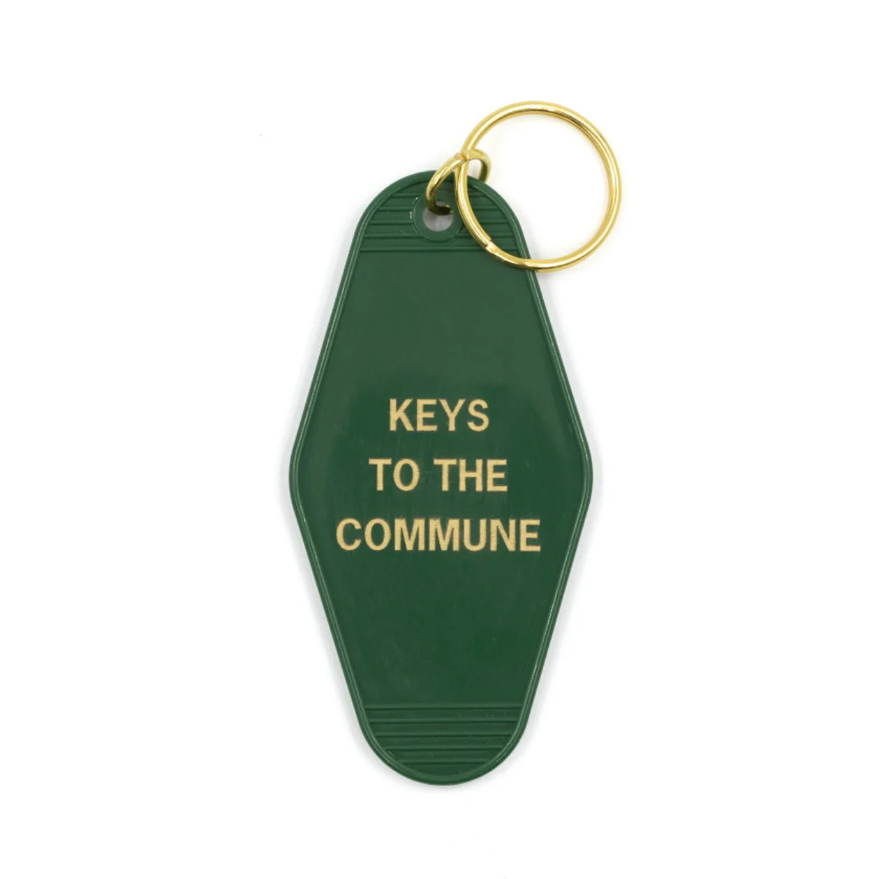 Keys to the Commune Motel Style Keychain in Green and Gold - Image 2