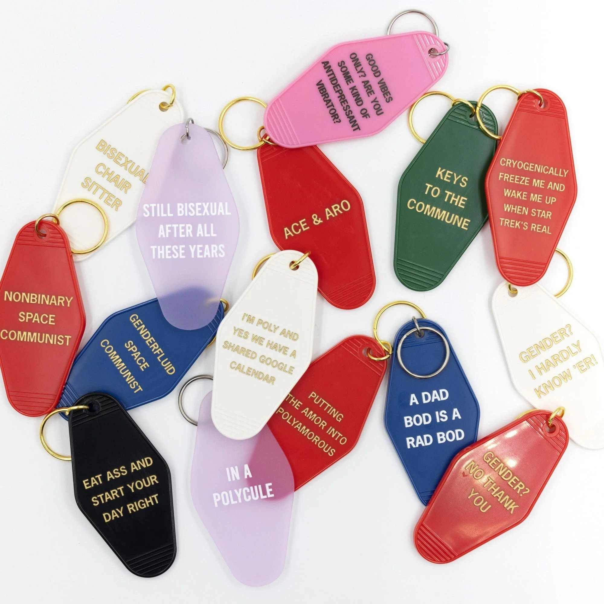 Keys to the Commune Motel Style Keychain in Green and Gold - Image 6