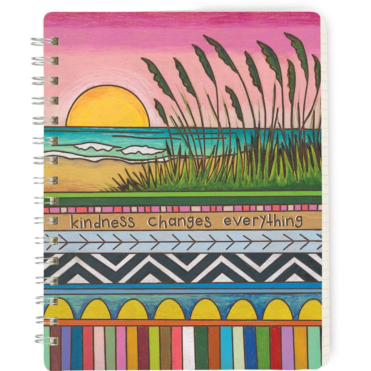 Kindness Changes Everything Double-sided Spiral Notebook | Colorful Wood Burned Designs Journal | 160 Lined Pages - Image 2