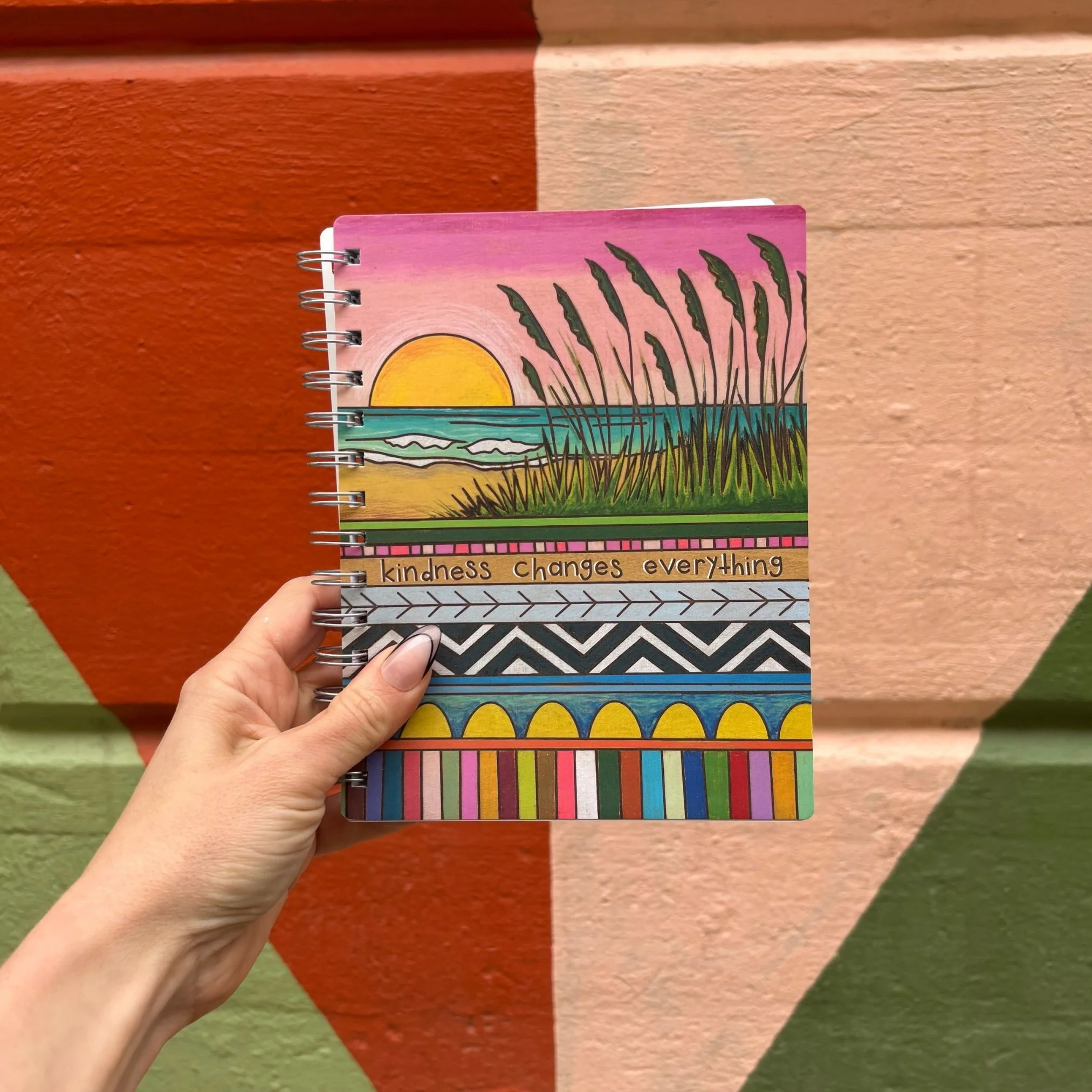 Kindness Changes Everything Double-sided Spiral Notebook | Colorful Wood Burned Designs Journal | 160 Lined Pages - Image 4