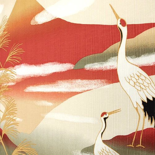 Kofu Crane with Akanefuji Off Bento Wrapping Cloth | Furoshiki Fabric Gift  Wrapping |19.68" x 19.68" - Image 2