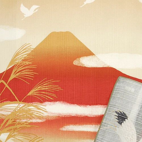 Kofu Crane with Akanefuji Off Bento Wrapping Cloth | Furoshiki Fabric Gift  Wrapping |19.68" x 19.68" - Image 3