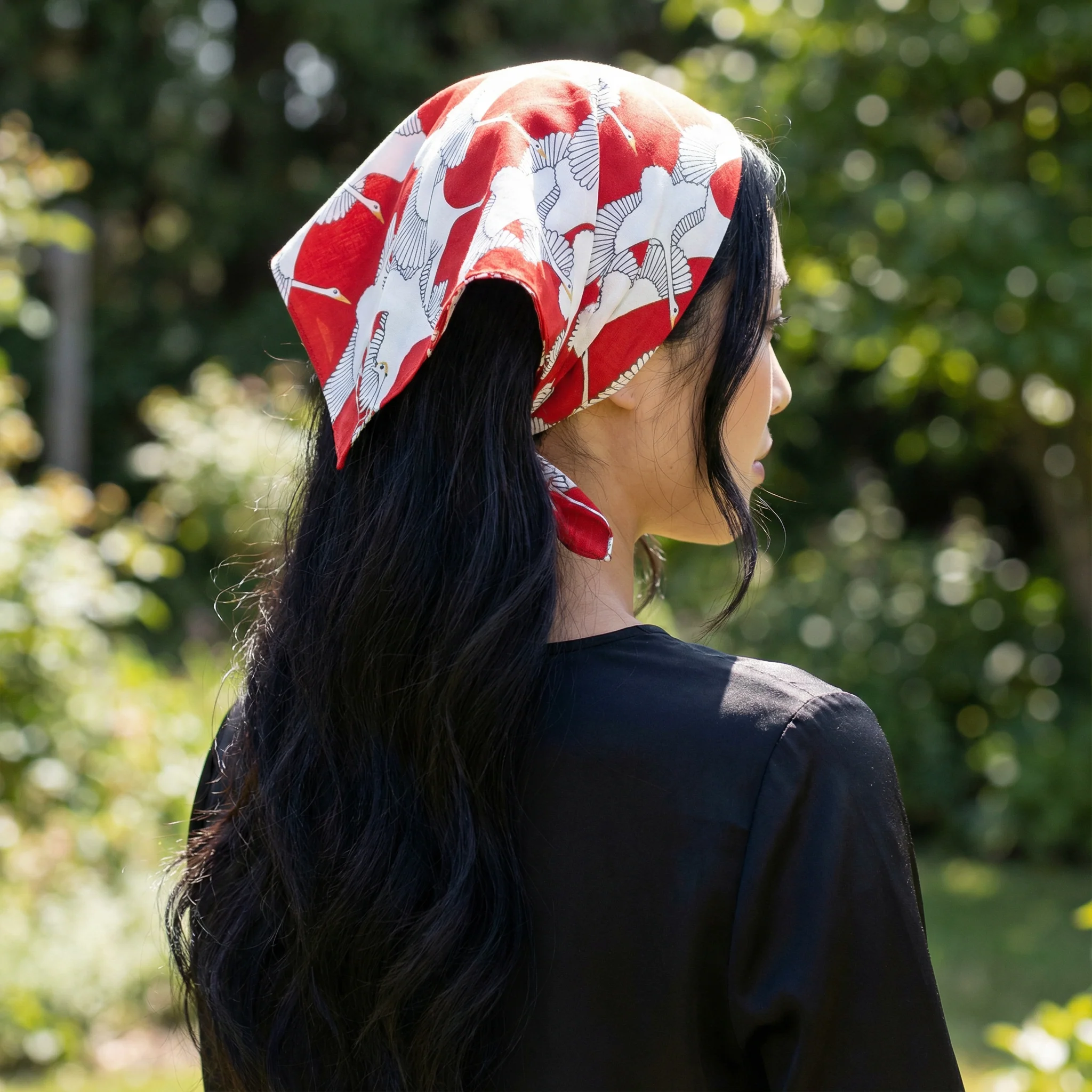 Kofu Shukuzuru Crane Print Red Bento Wrapping Cloth | Japanese Furoshiki Fabric Gift Wrapping |19.68" x 19.68" - Image 4