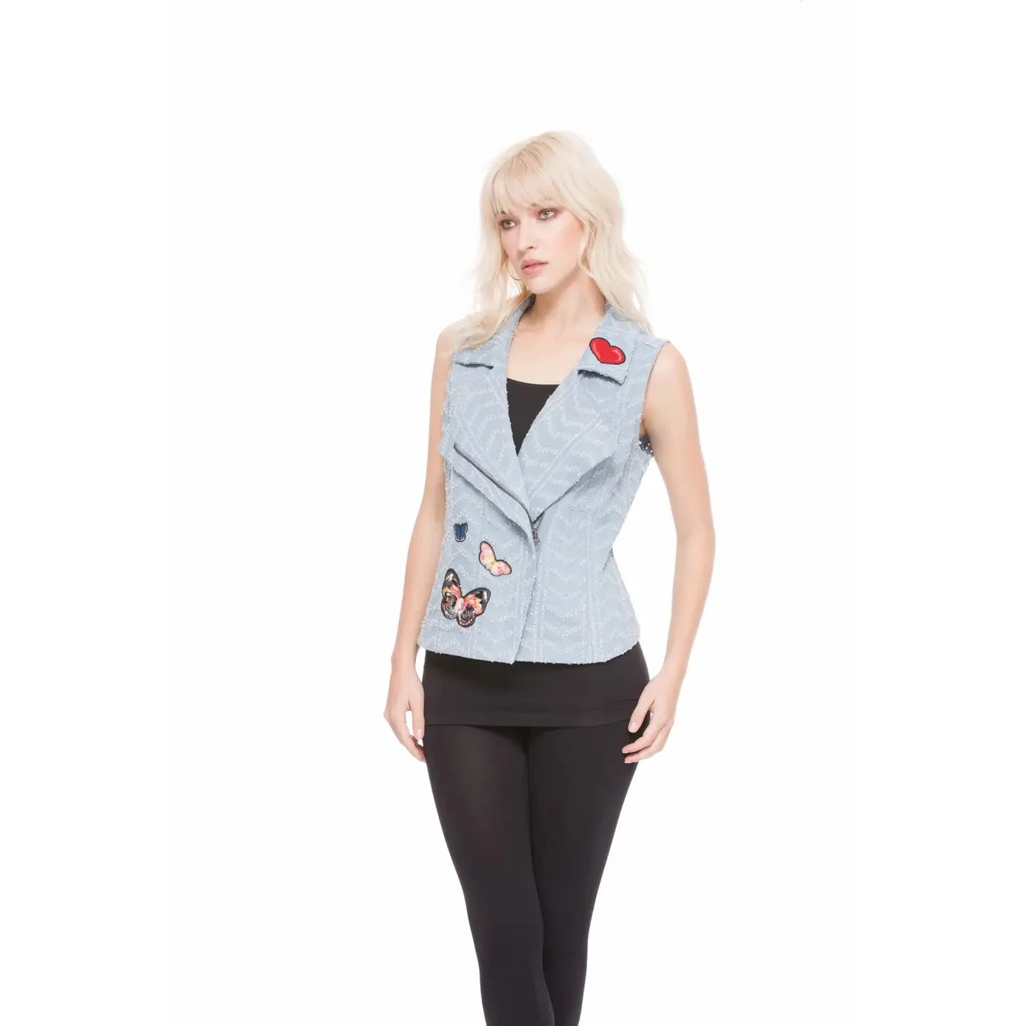 Nice Patches, Babe! Denim Vest Jacket with Zipper and Embroidered Patches [Sizes SM-XL] - Image 5