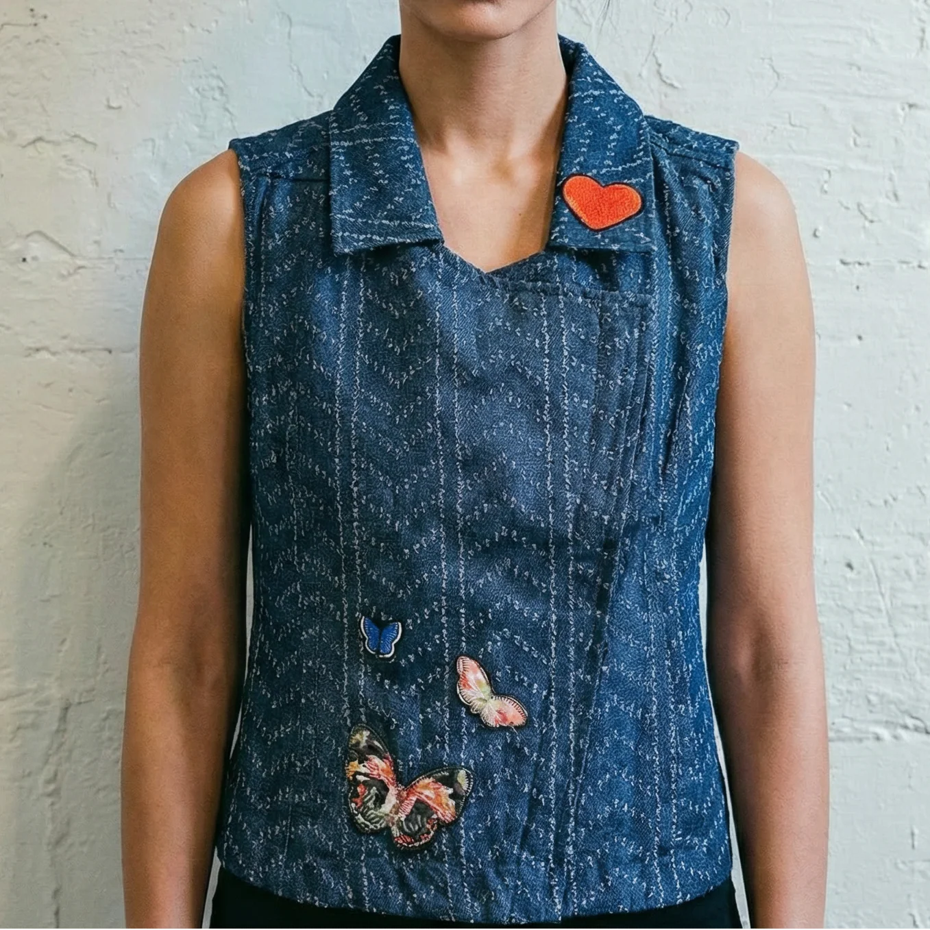 Nice Patches, Babe! Denim Vest with Zipper and Embroidered Patches [Sizes SM-XL] - Image 7