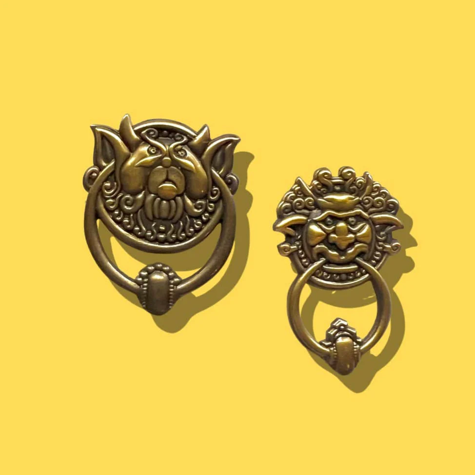 Labyrinth Door Knockers 3D Enamel Pin Set | Fantasy Movie Inspired Bronze Pins - Image 4