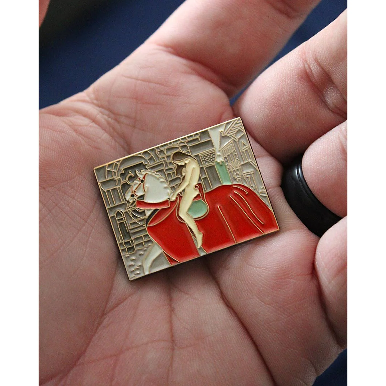 Lady Godiva Enamel Pin Inspired by John Collier | Pre-Raphaelite Art Soft Lapel Pin | 1.5" x 1.15" - Image 4