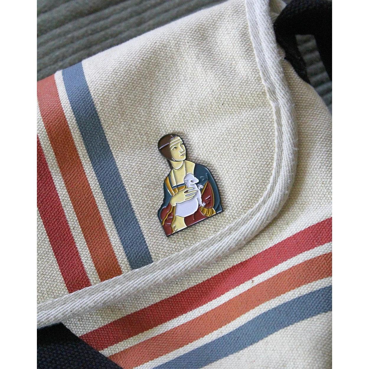 Lady with an Ermine Enamel Pin | Leonardo da Vinci’s Artwork Soft Lapel Pin | 1.2" x 1.75" - Image 3