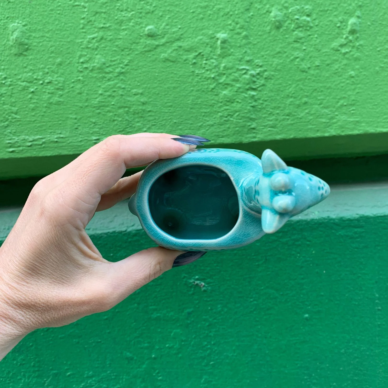 Lake Blue Giraffe Planter | Small Ceramic Succulents Pot | 6" Tall - Image 7