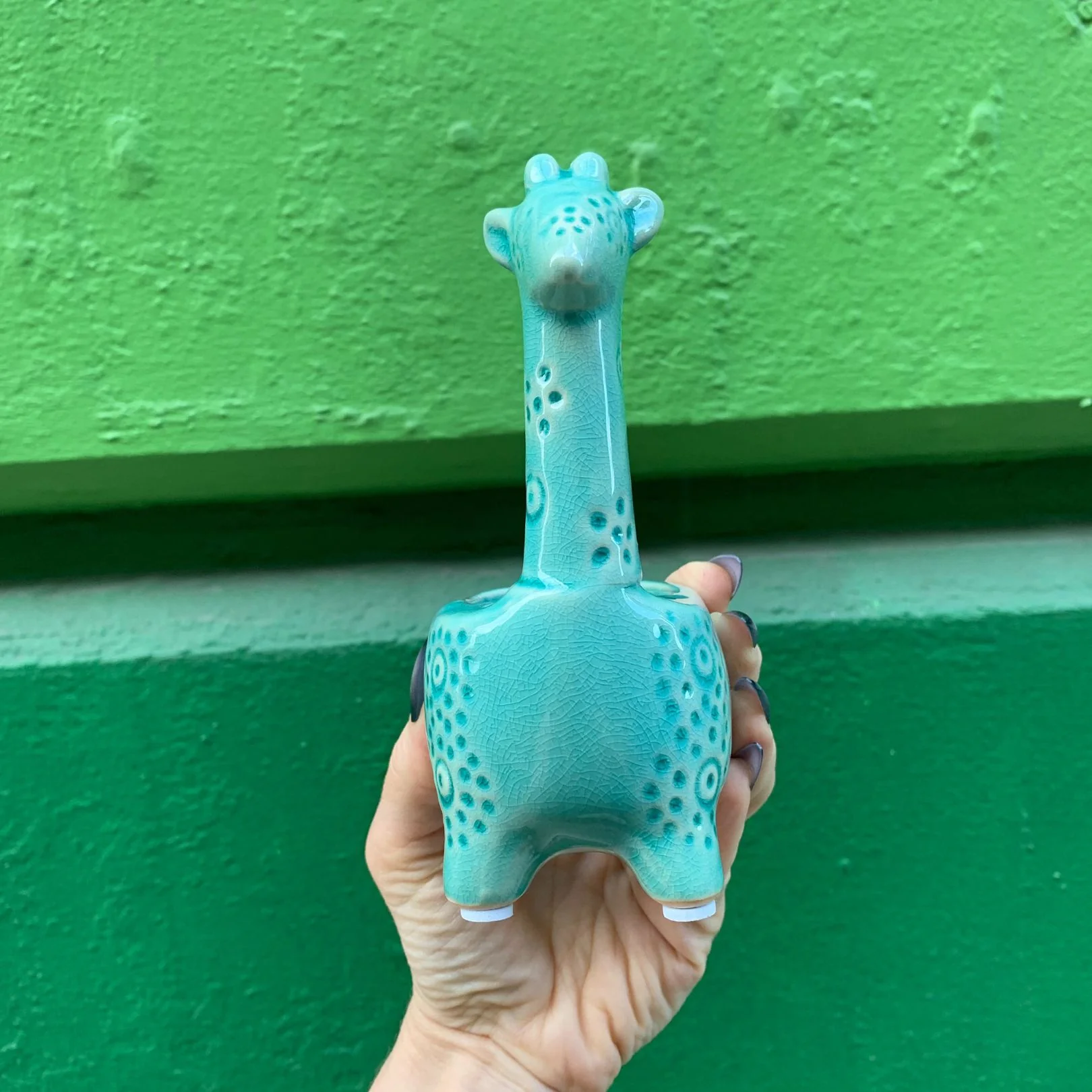 Lake Blue Giraffe Planter | Small Ceramic Succulents Pot | 6" Tall - Image 9