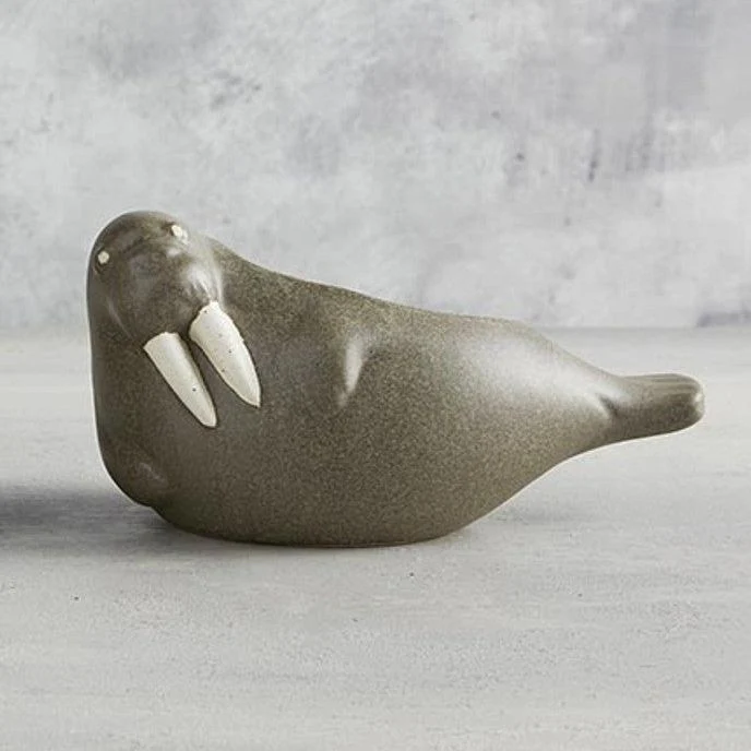 Large Laying Walrus Planter | Ceramic Aquatic Animal Design Pot | 8" x 6" - Image 5