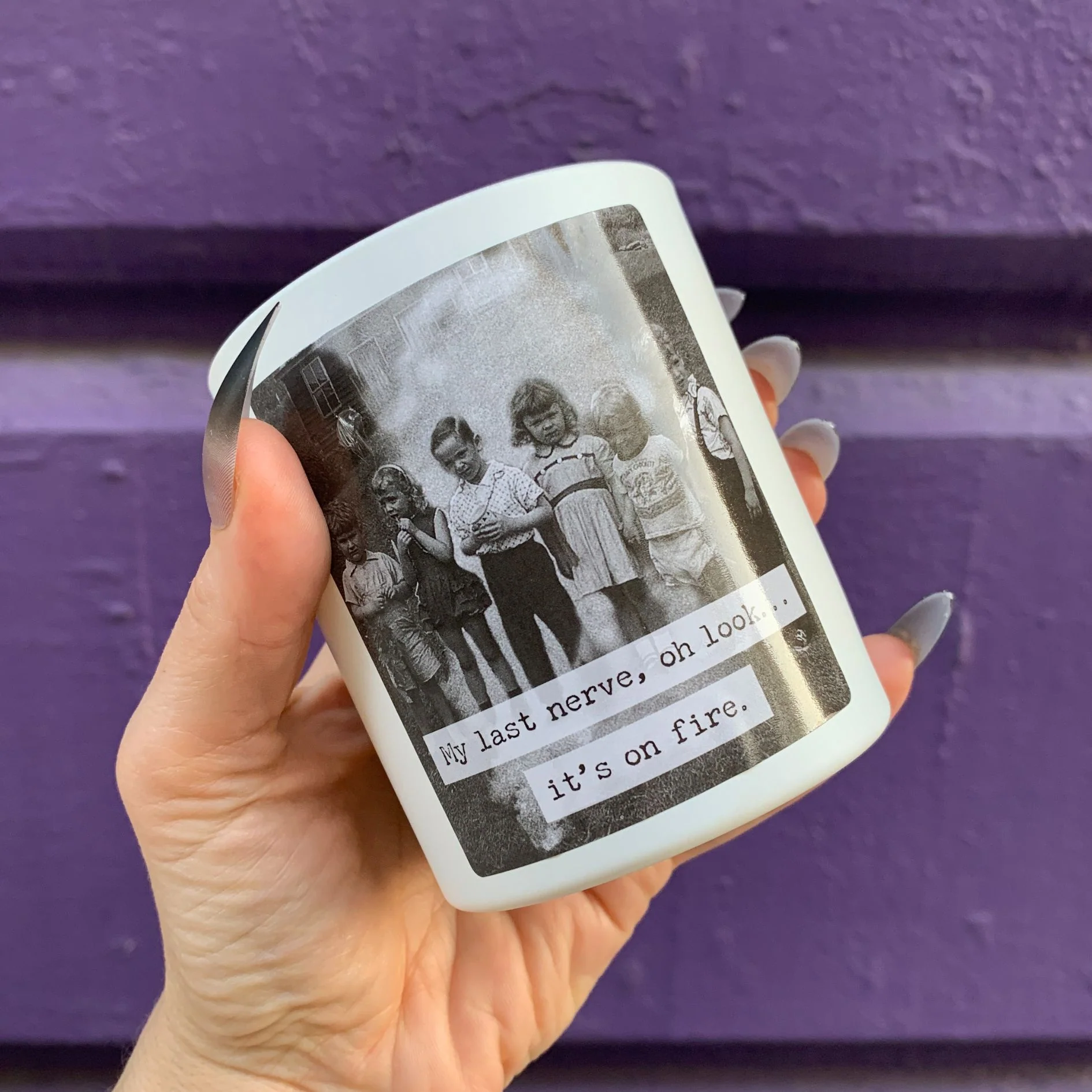 My Last Nerve Jar Candle | Vintage Photograph Double Sided Design | Soy Wax Lavender Scent - Image 4