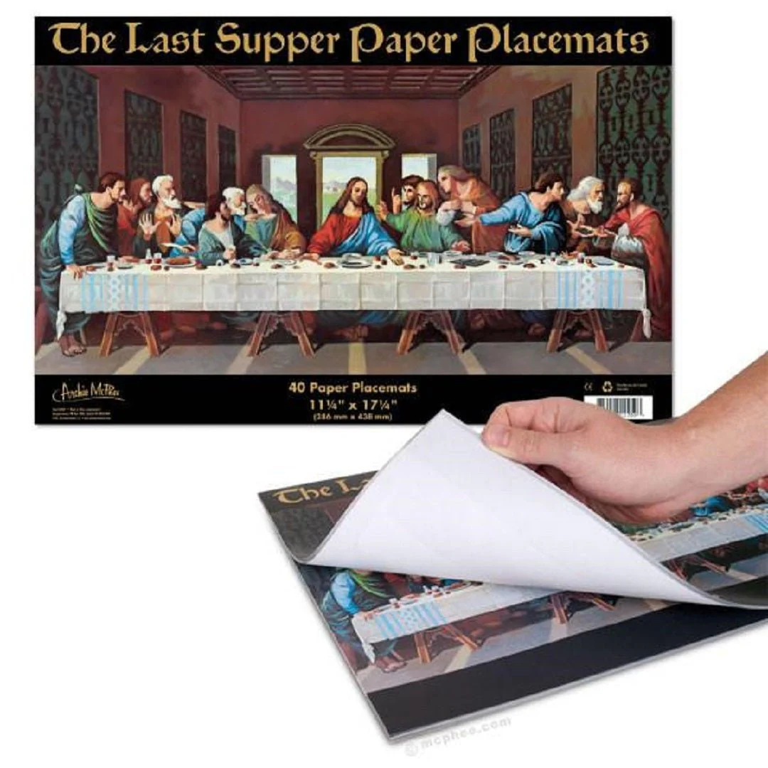 3 Packs of Last Supper Paper Placemats (40 per pack) | Funny Peel-Off Pad for a Biblical Feast at Home - Image 3
