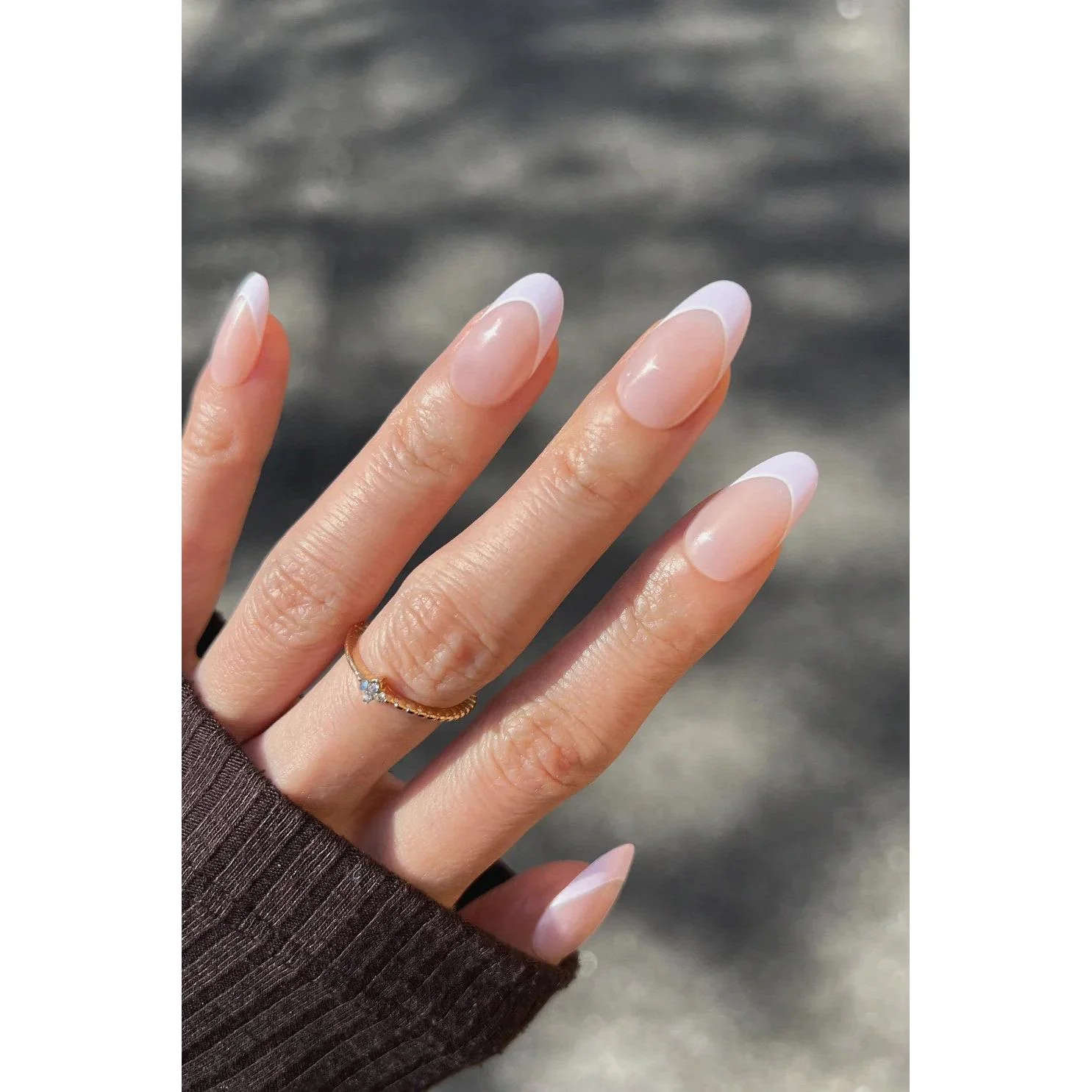 Lavender Petal Grace Press-On Nails | Pastel French Tip Nails with Elegant Line | Reusable - Image 4