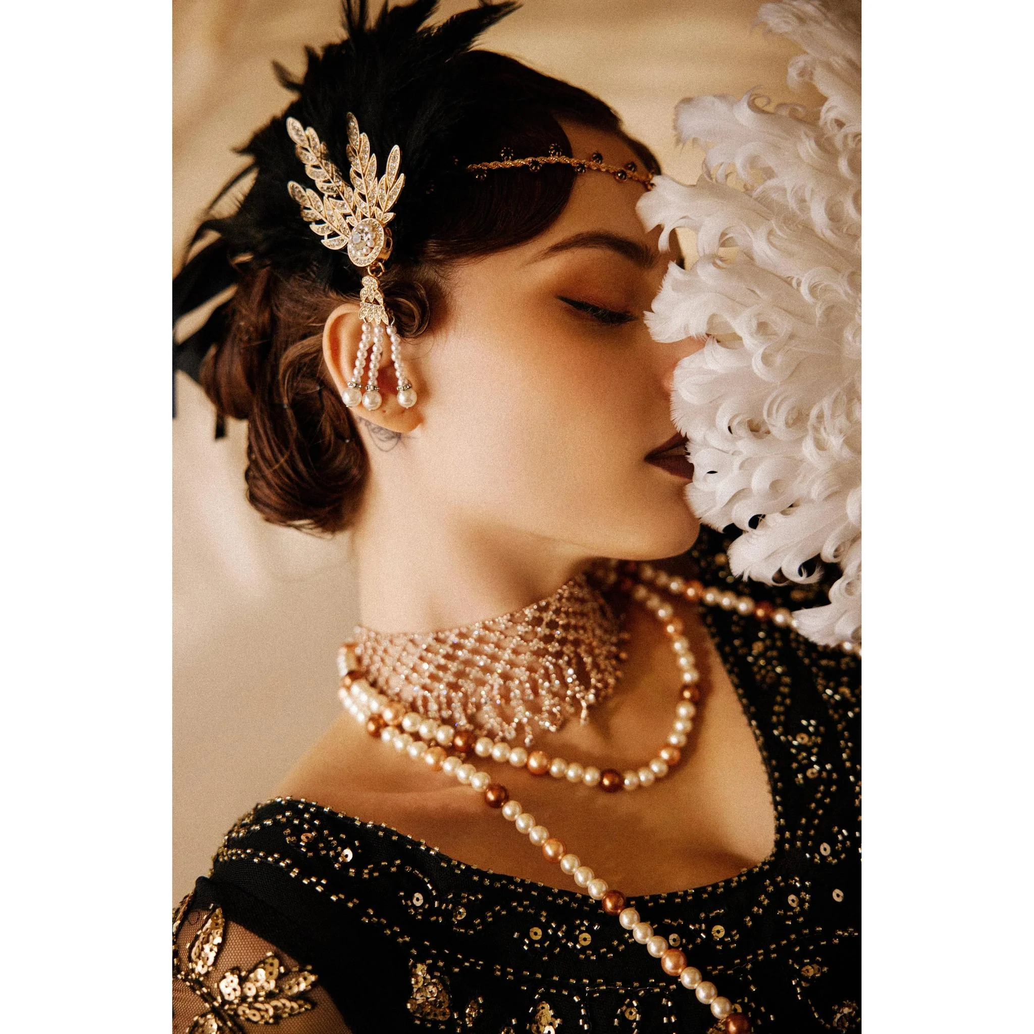 Layered Rhinestone Tassel Choker in Rose Gold - Image 2