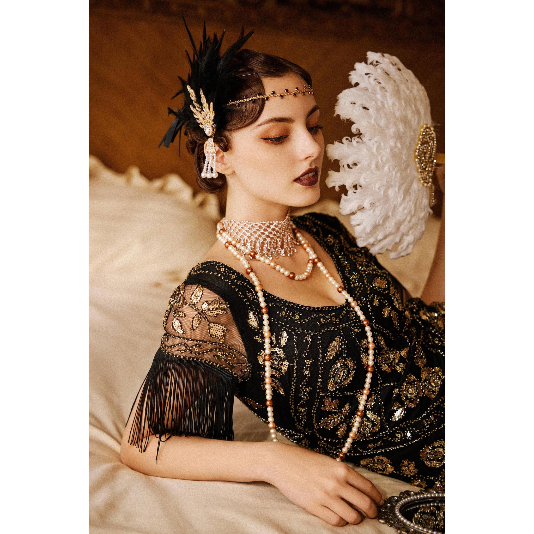 Layered Rhinestone Tassel Choker in Rose Gold - Image 4