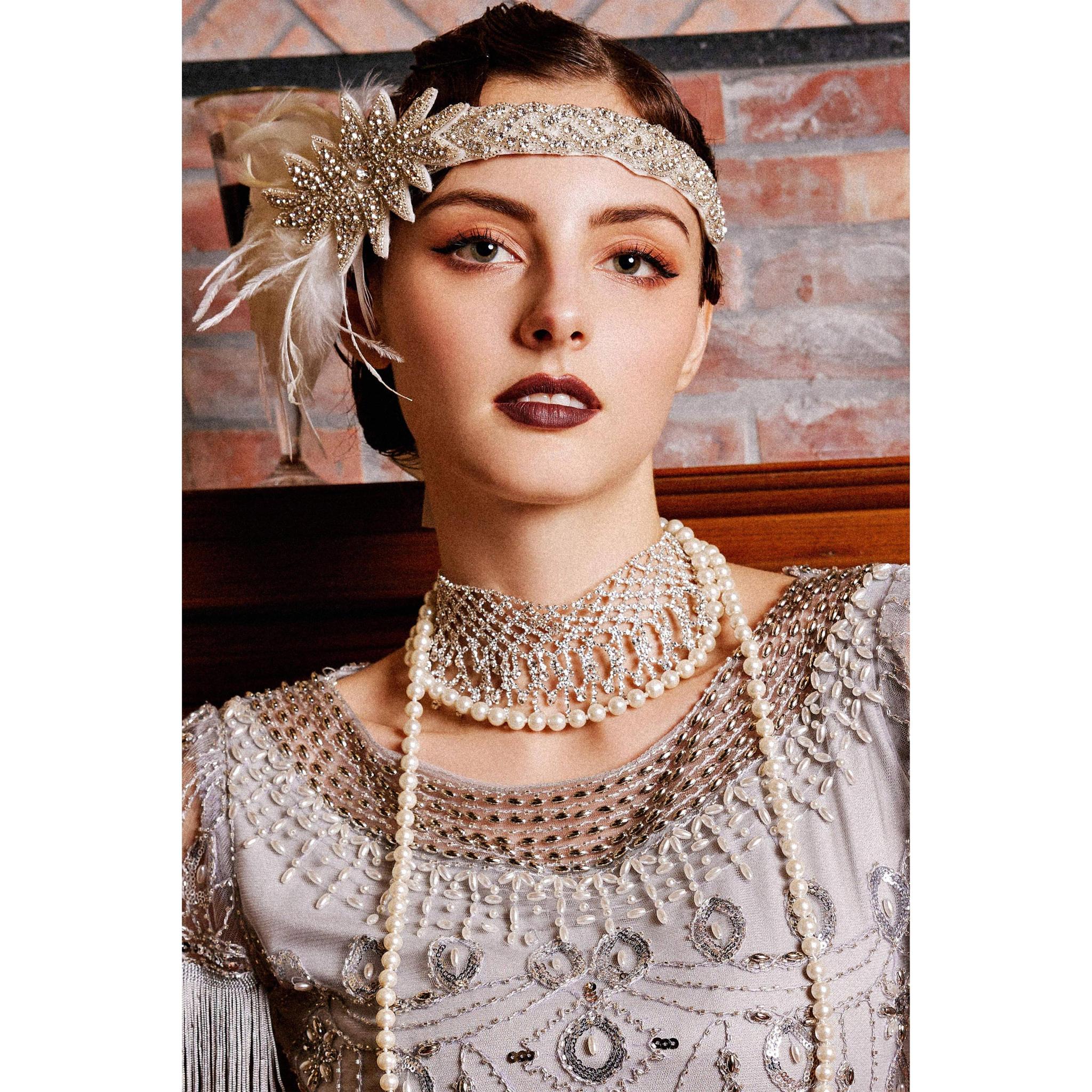 Layered Rhinestone Tassel Choker in Rose Gold - Image 7
