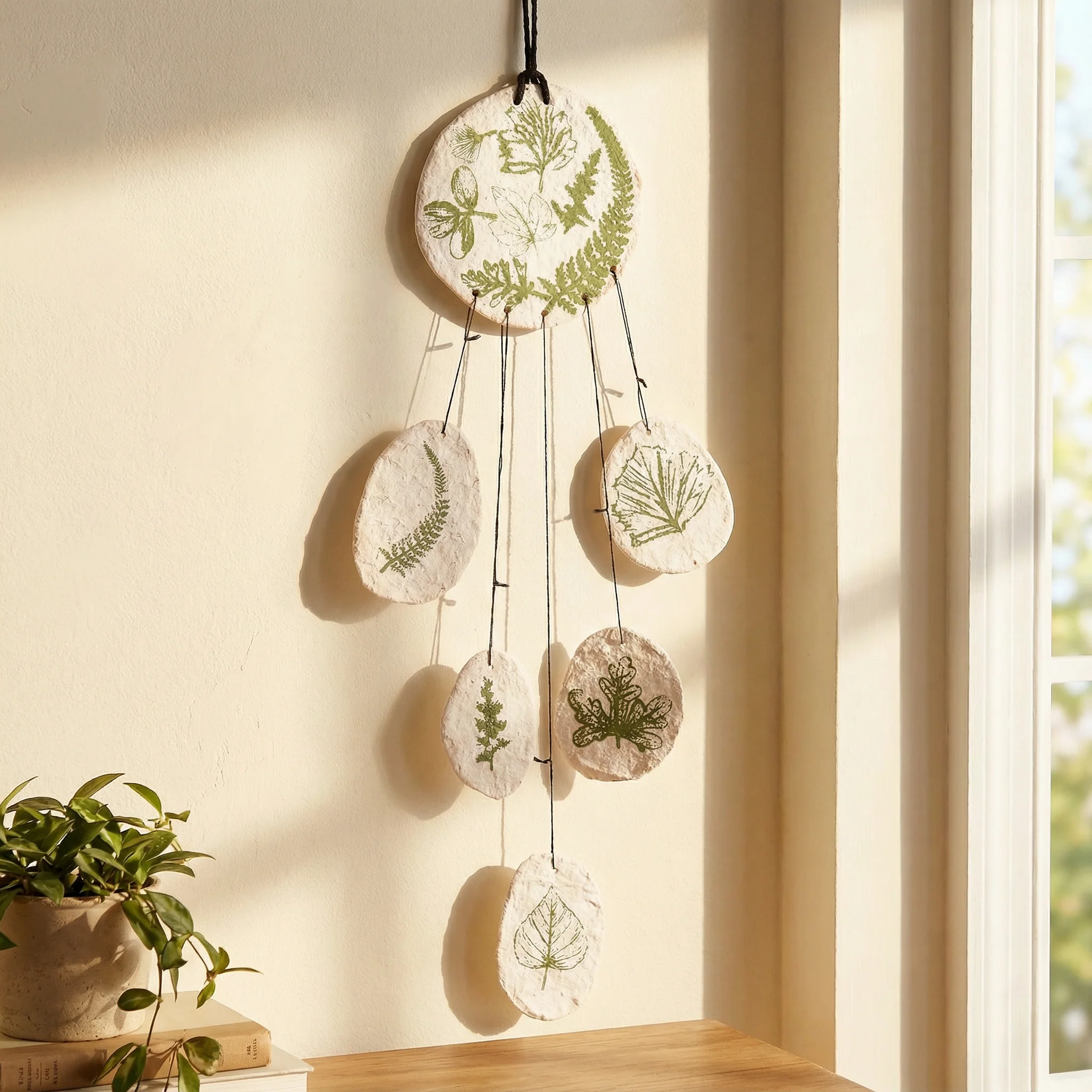 Leaf Study Hanging Decor | Paper-mache Nature-themed Wall Display | 3.75" x 15" - Image 12