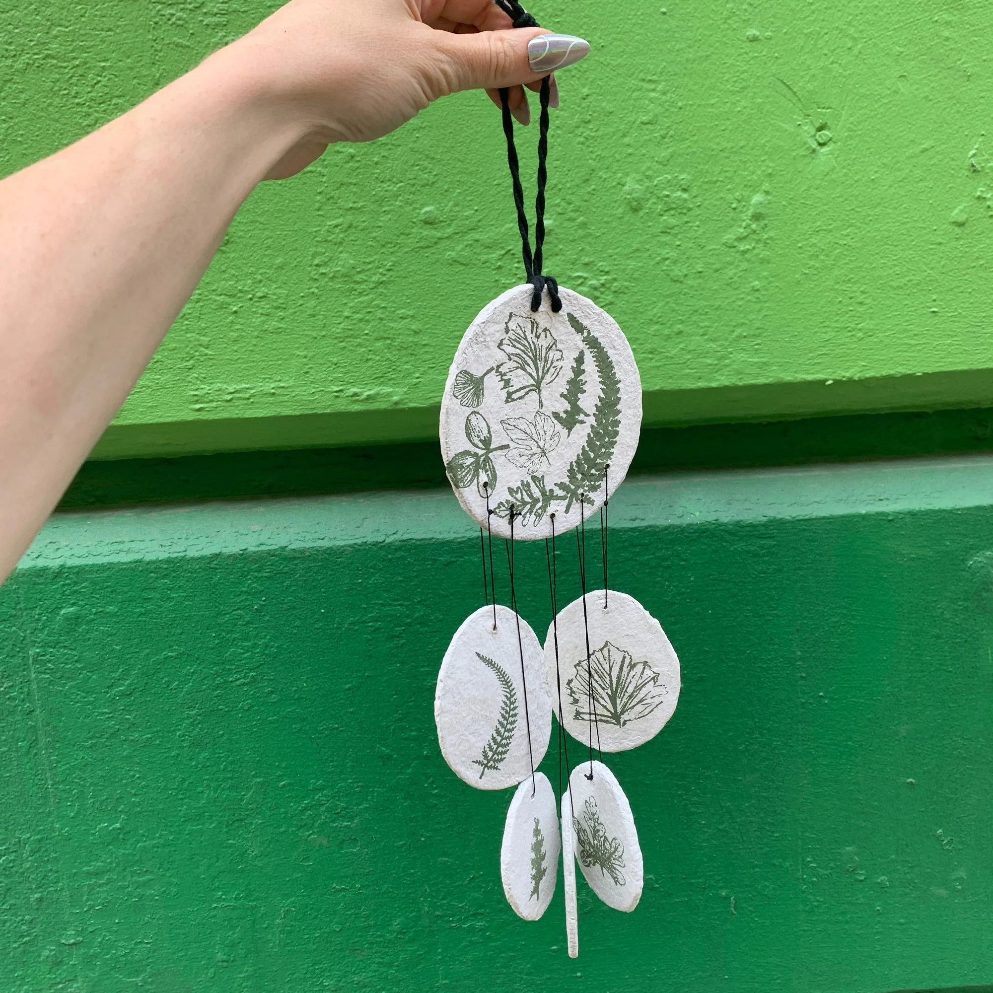 Leaf Study Hanging Decor | Paper-mache Nature-themed Wall Display | 3.75" x 15" - Image 5