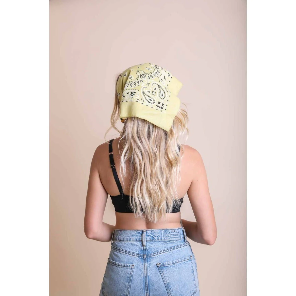 Lemon Muted Color Bandana | Boho Hair Scarf Headwrap - Image 2