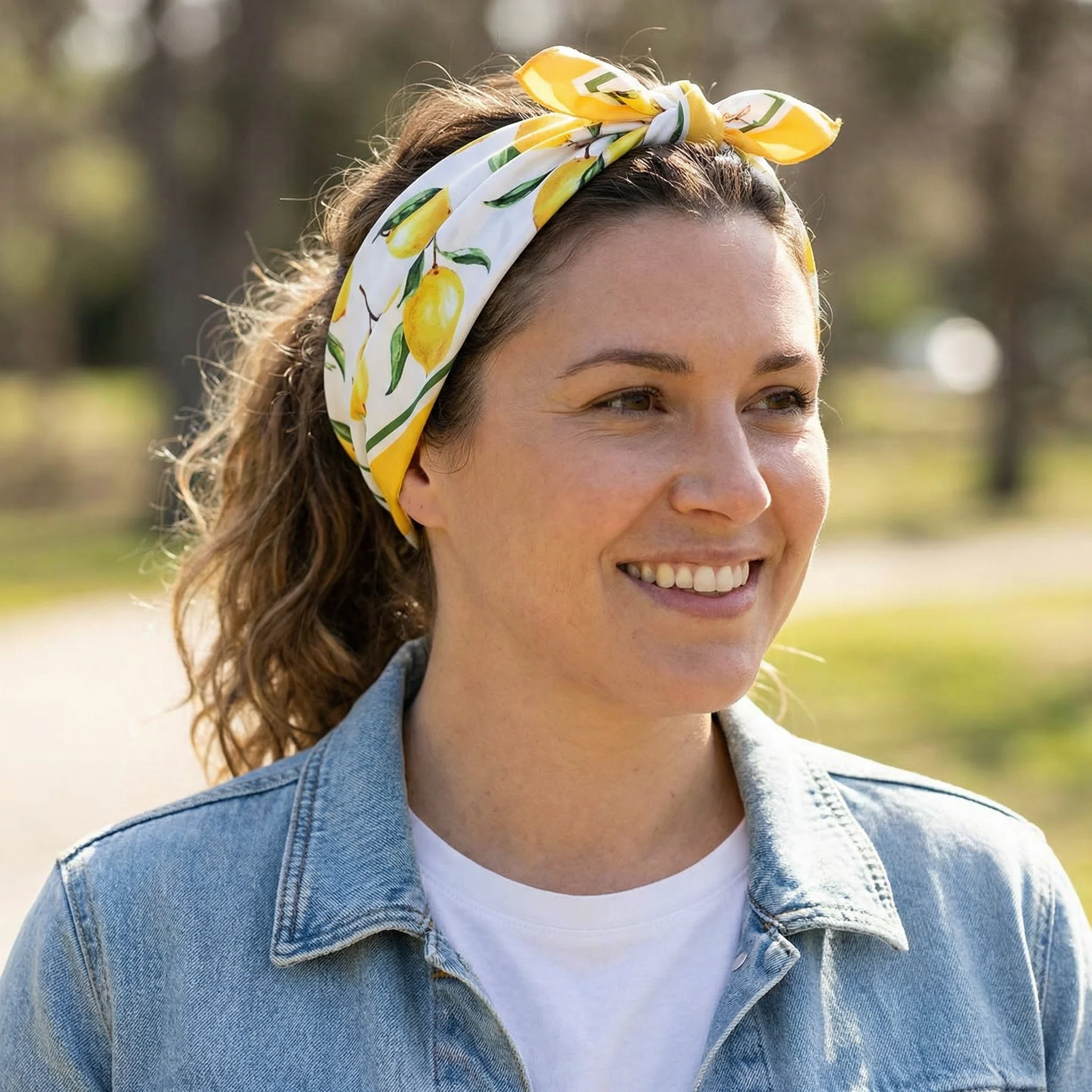 Lemons Silky Feel Bandana Scarf | 21.7" Square Bag Accessories Neck Scarf - Image 2