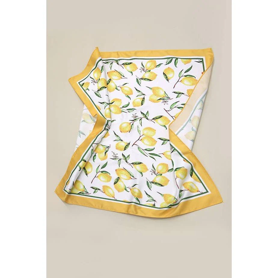 Lemons Silky Feel Bandana Scarf | 21.7" Square Bag Accessories Neck Scarf - Image 5