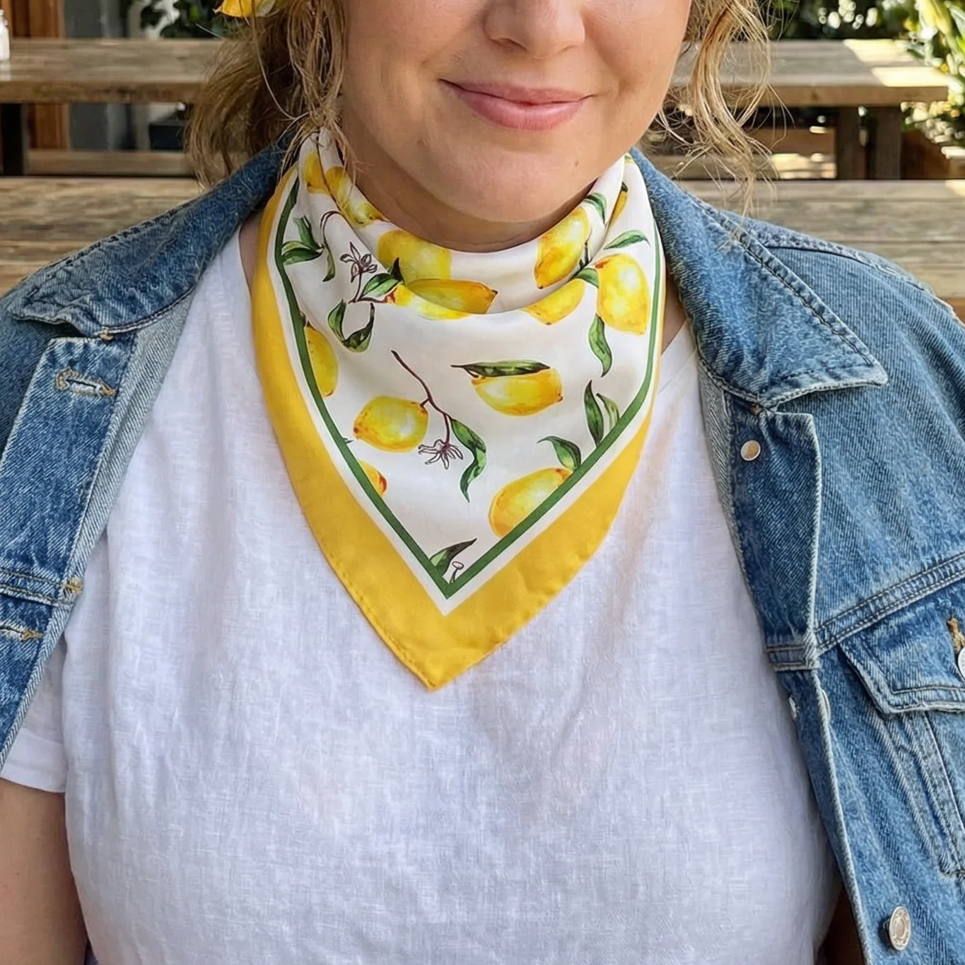 Lemons Silky Feel Bandana Scarf | 21.7" Square Bag Accessories Neck Scarf - Image 6