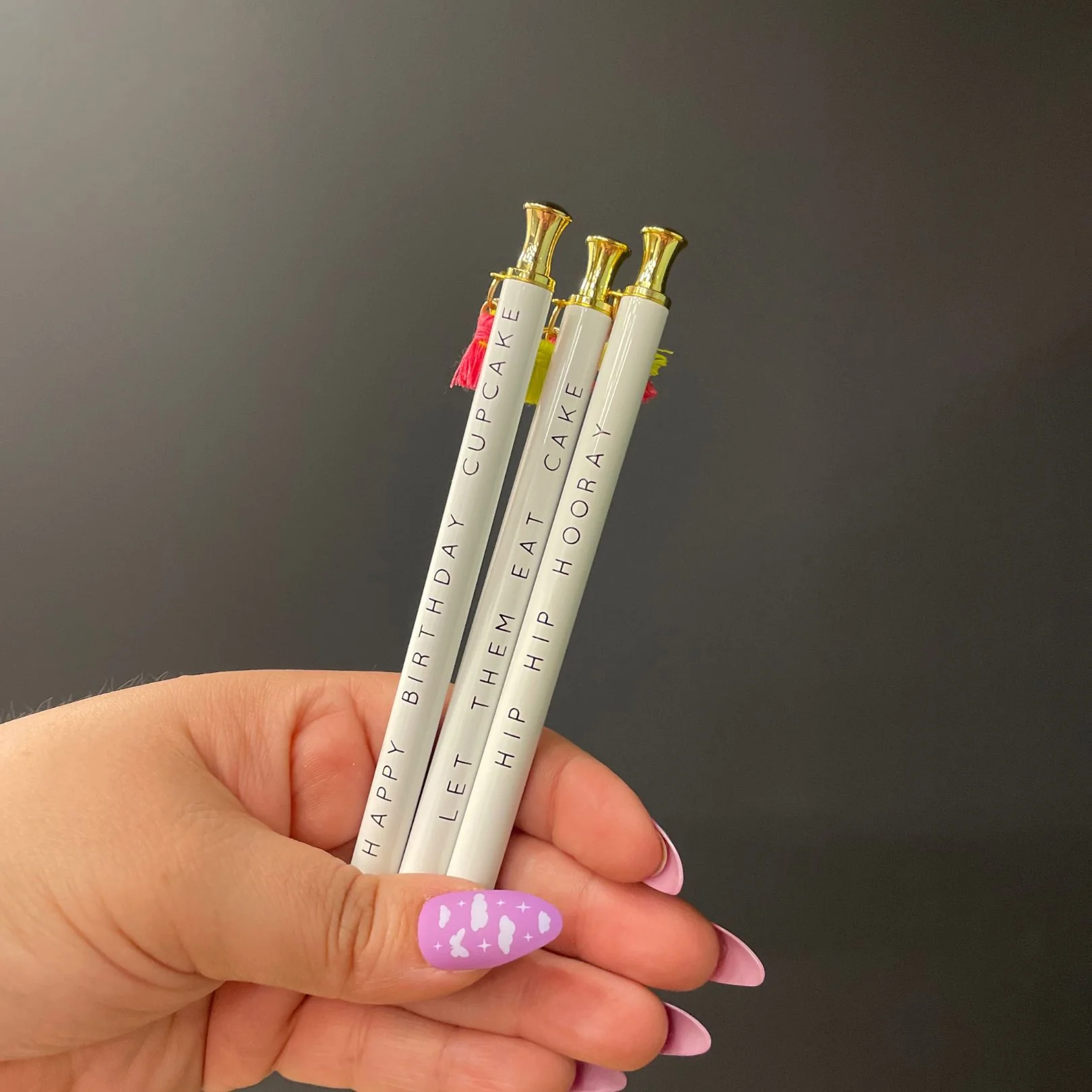 Let Them Eat Cake Tassel Pen Set of 6 | Giftable Pen | Novelty Office Desk Supplies - Image 2