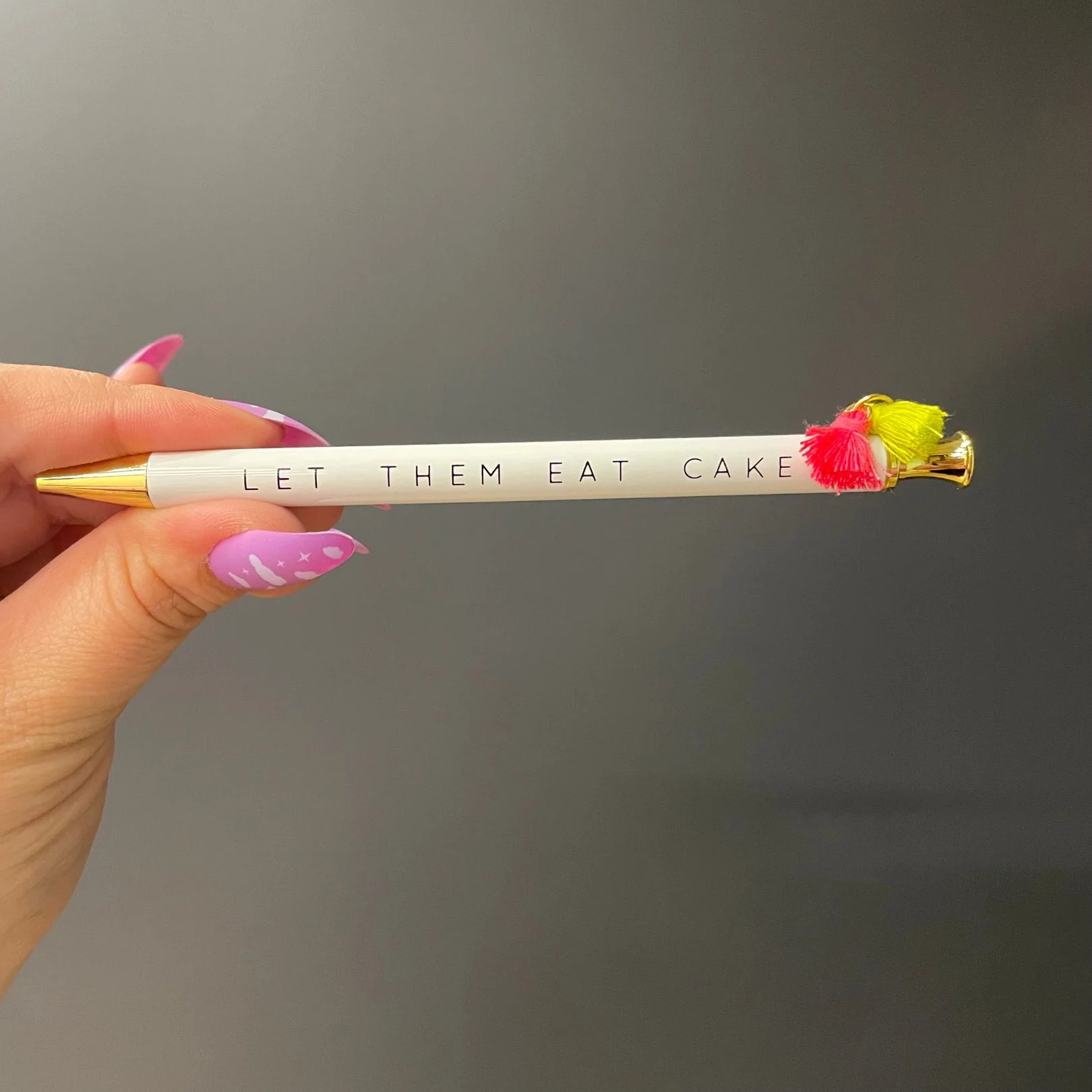 Let Them Eat Cake Tassel Pen Set of 6 | Giftable Pen | Novelty Office Desk Supplies - Image 3