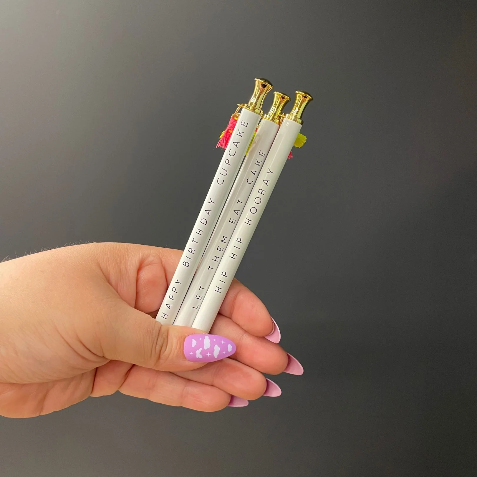 Let Them Eat Cake Tassel Pen Set of 6 | Giftable Pen | Novelty Office Desk Supplies - Image 6