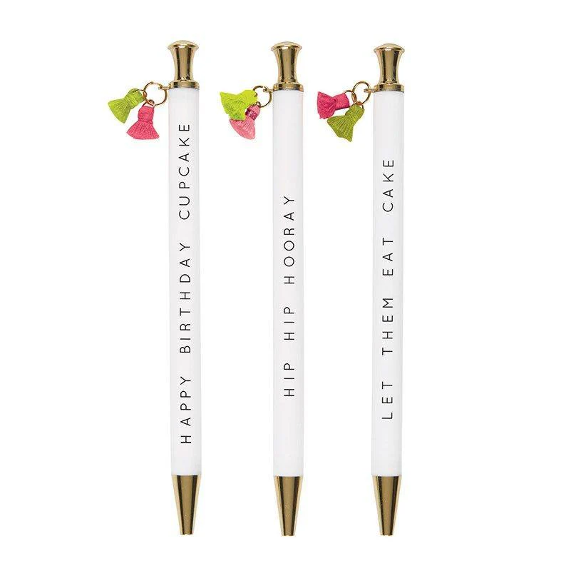 Let Them Eat Cake Tassel Pen Set of 6 | Giftable Pen | Novelty Office Desk Supplies - Image 7
