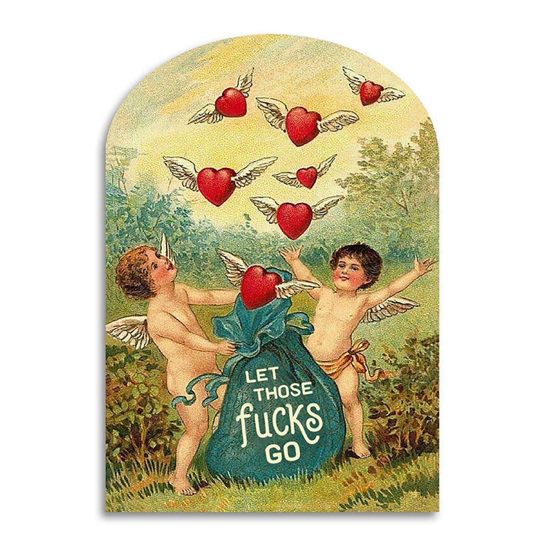 Let Those Fucks Go Funny Vintage Style Card | Blank Card - Image 2