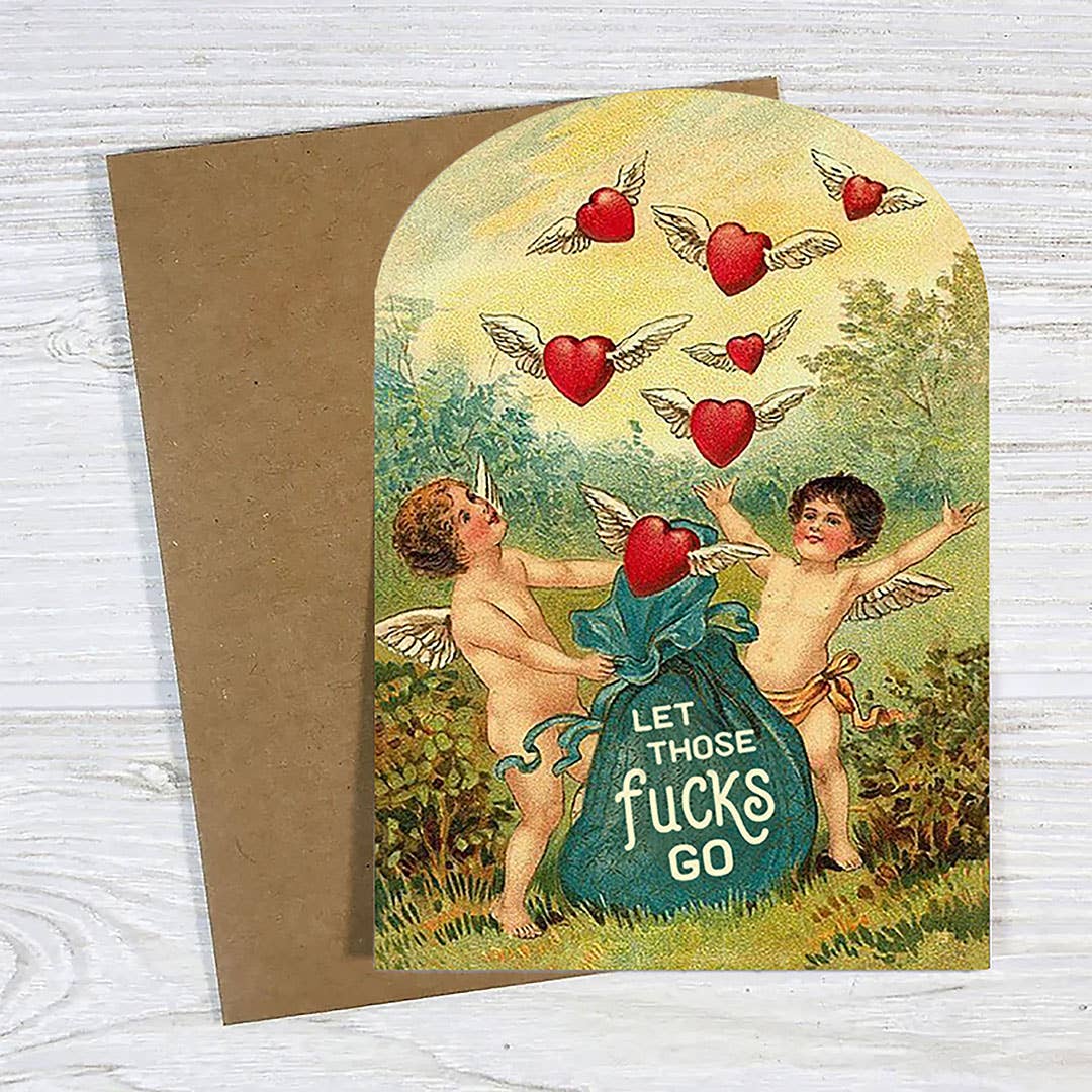 Let Those Fucks Go Funny Vintage Style Card | Blank Card - Image 3