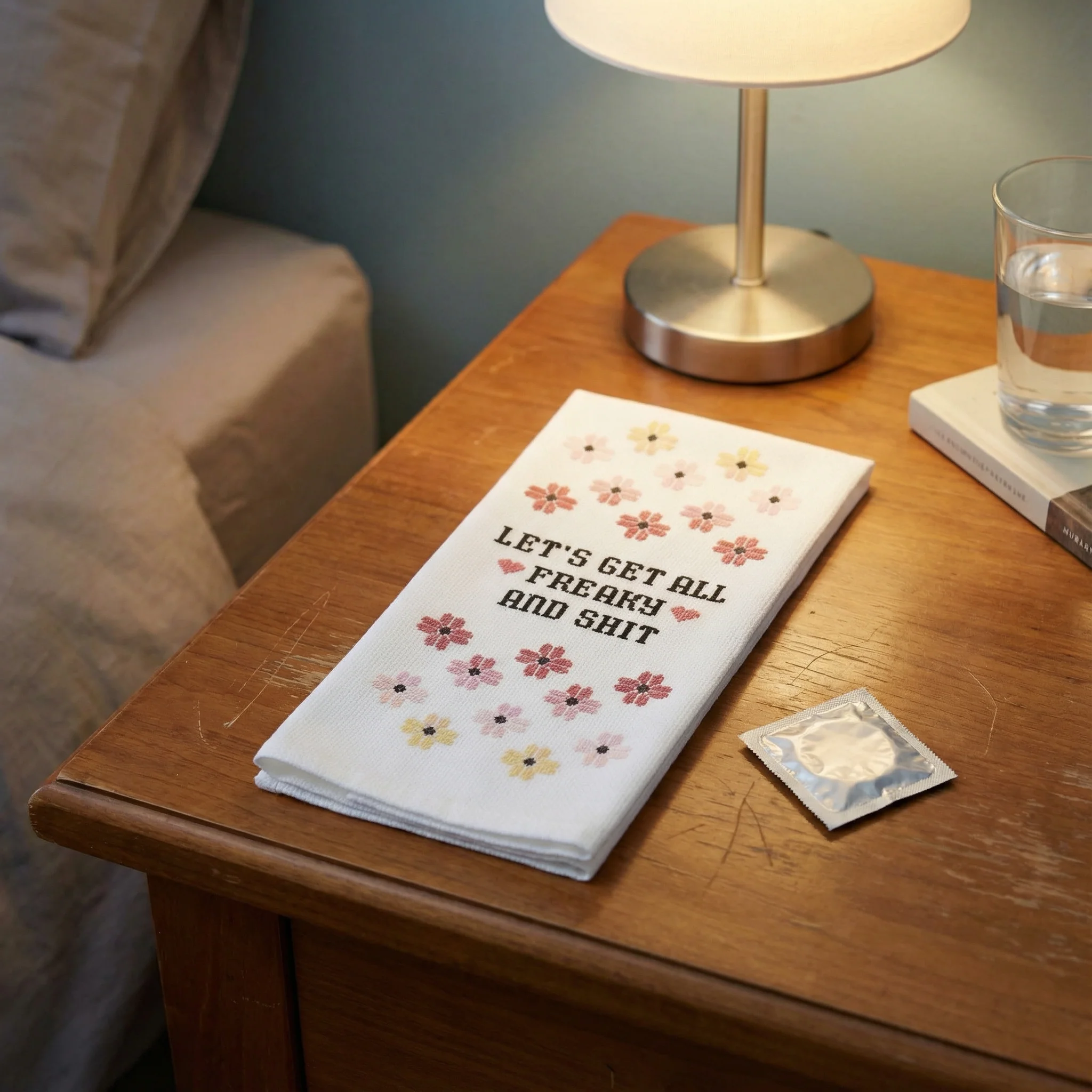 Let's Get All Freaky and Shit Cross-Stitch Print Dishtowel | Hangable Rude Funny Saying Cotton Towel - Image 10