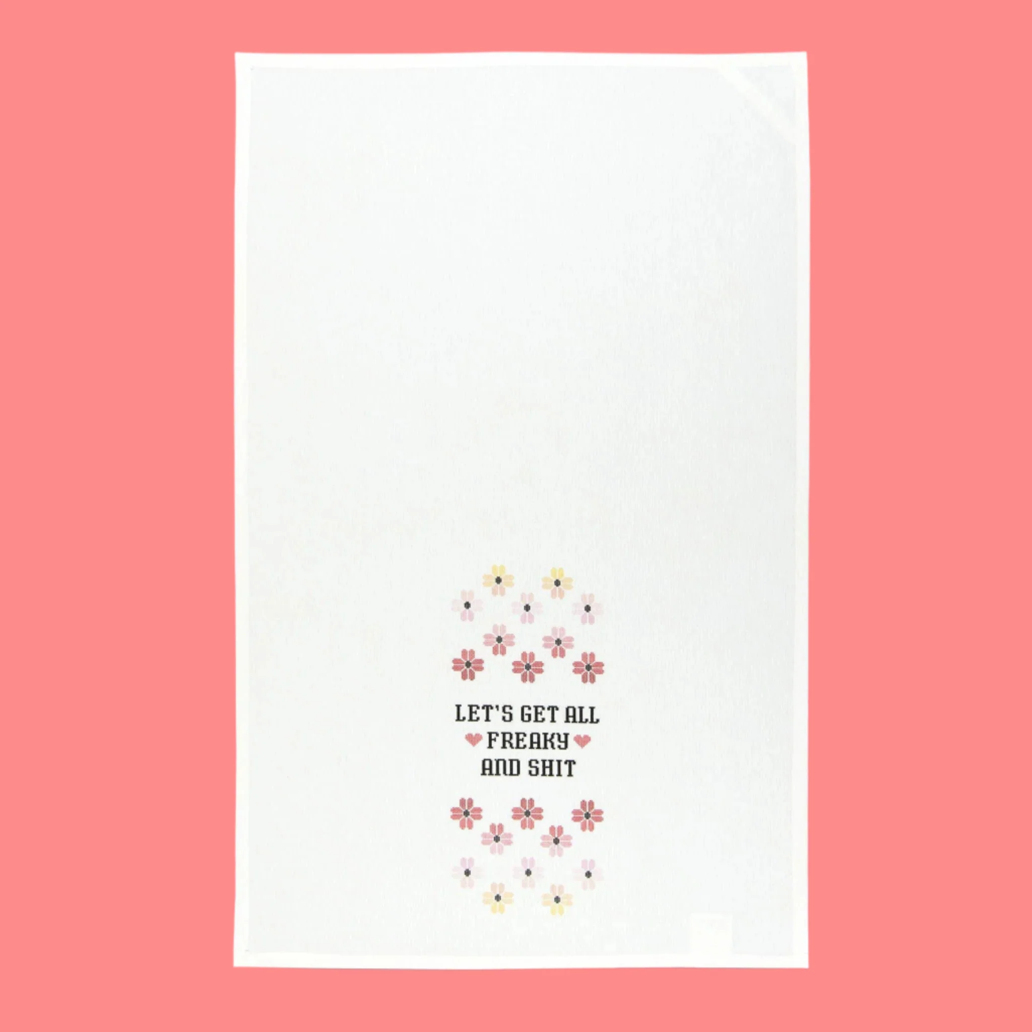 Let's Get All Freaky and Shit Cross-Stitch Print Dishtowel | Hangable Rude Funny Saying Cotton Towel - Image 3