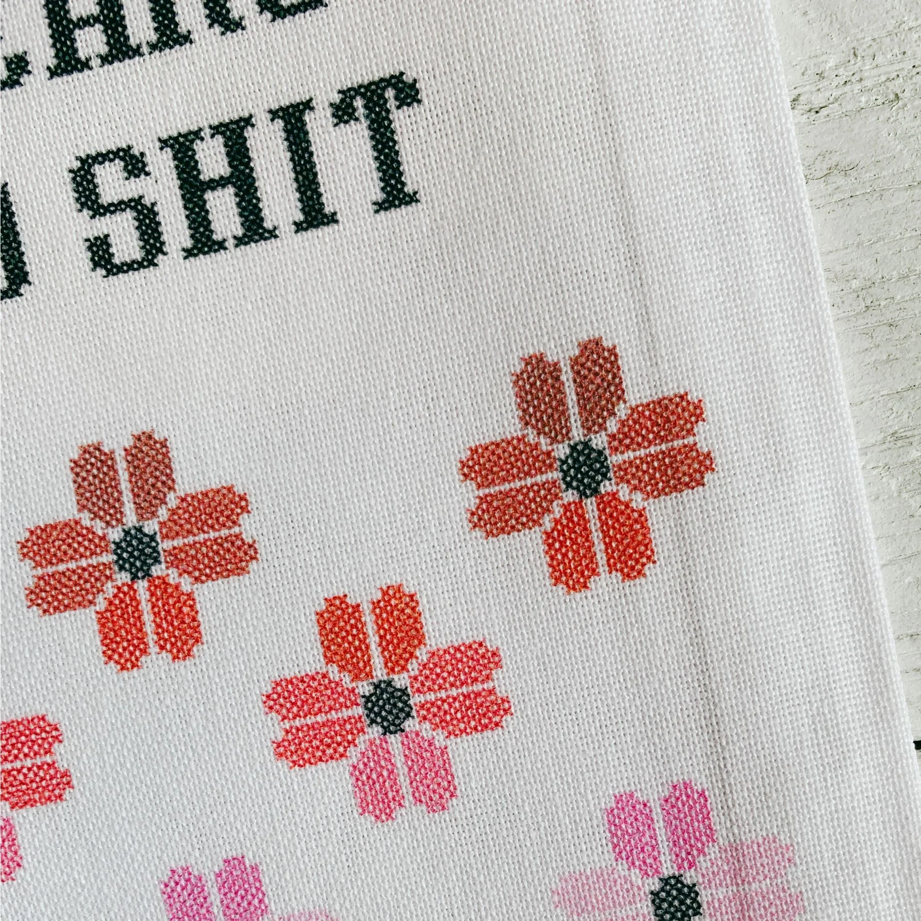 Let's Get All Freaky and Shit Cross-Stitch Print Dishtowel | Hangable Rude Funny Saying Cotton Towel - Image 7