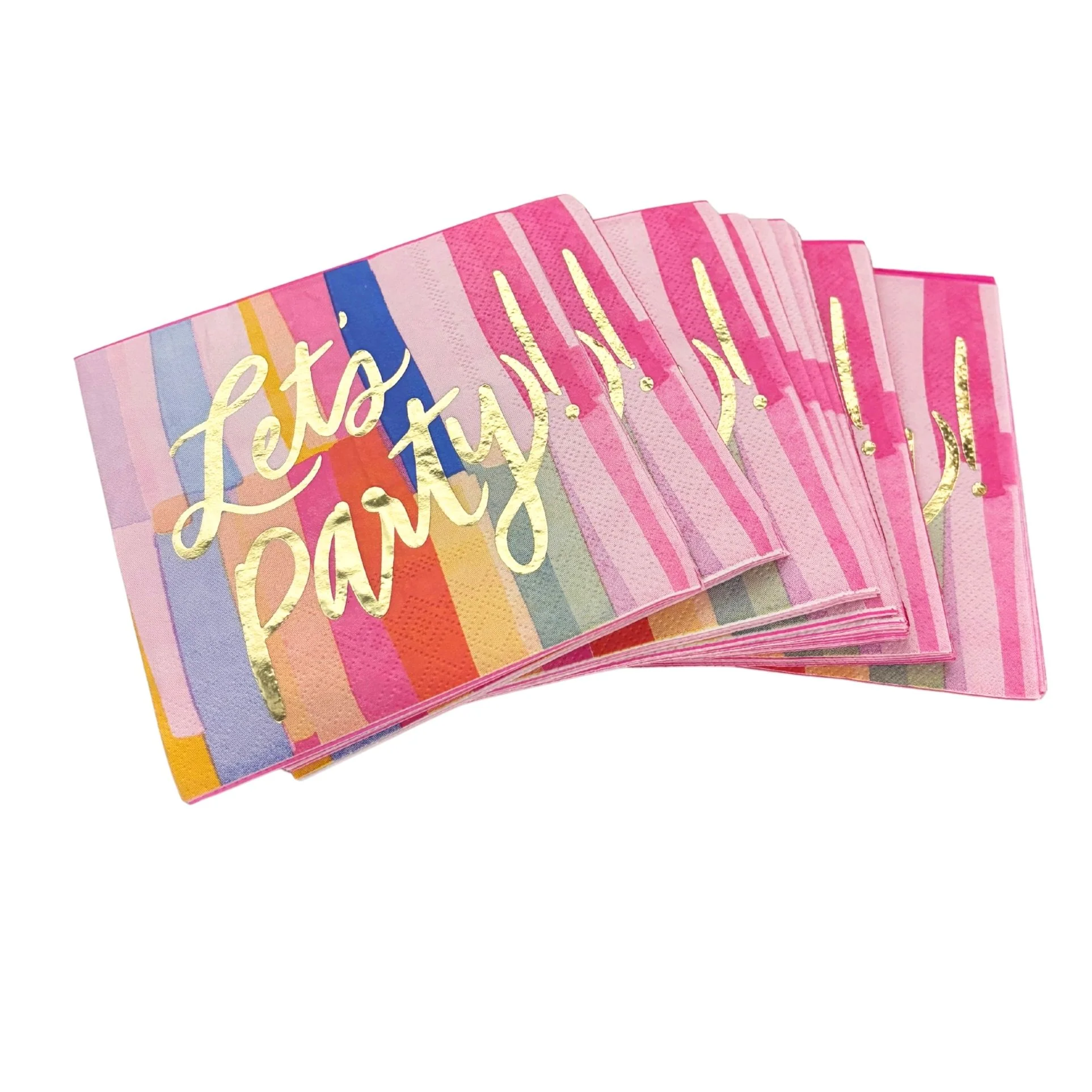Let's Party Beverage Napkins | Cocktail Party Napkin | 5" Square - Image 3