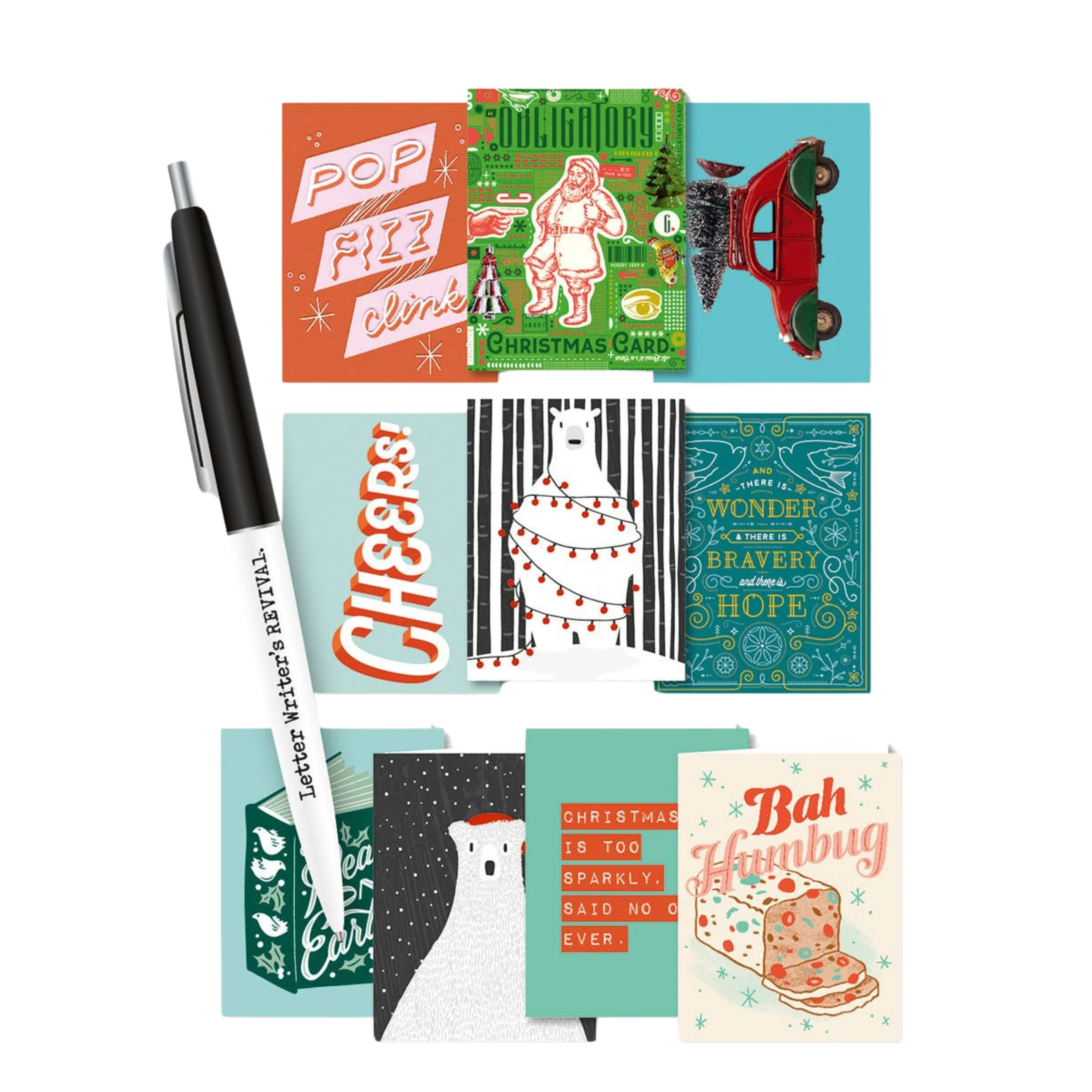 Holiday Kit Letter Writer's Revival Stationery Set | Letter-Writing Kit with Greeting Cards, Postcards, Pen, Rubber Stamp - Image 3