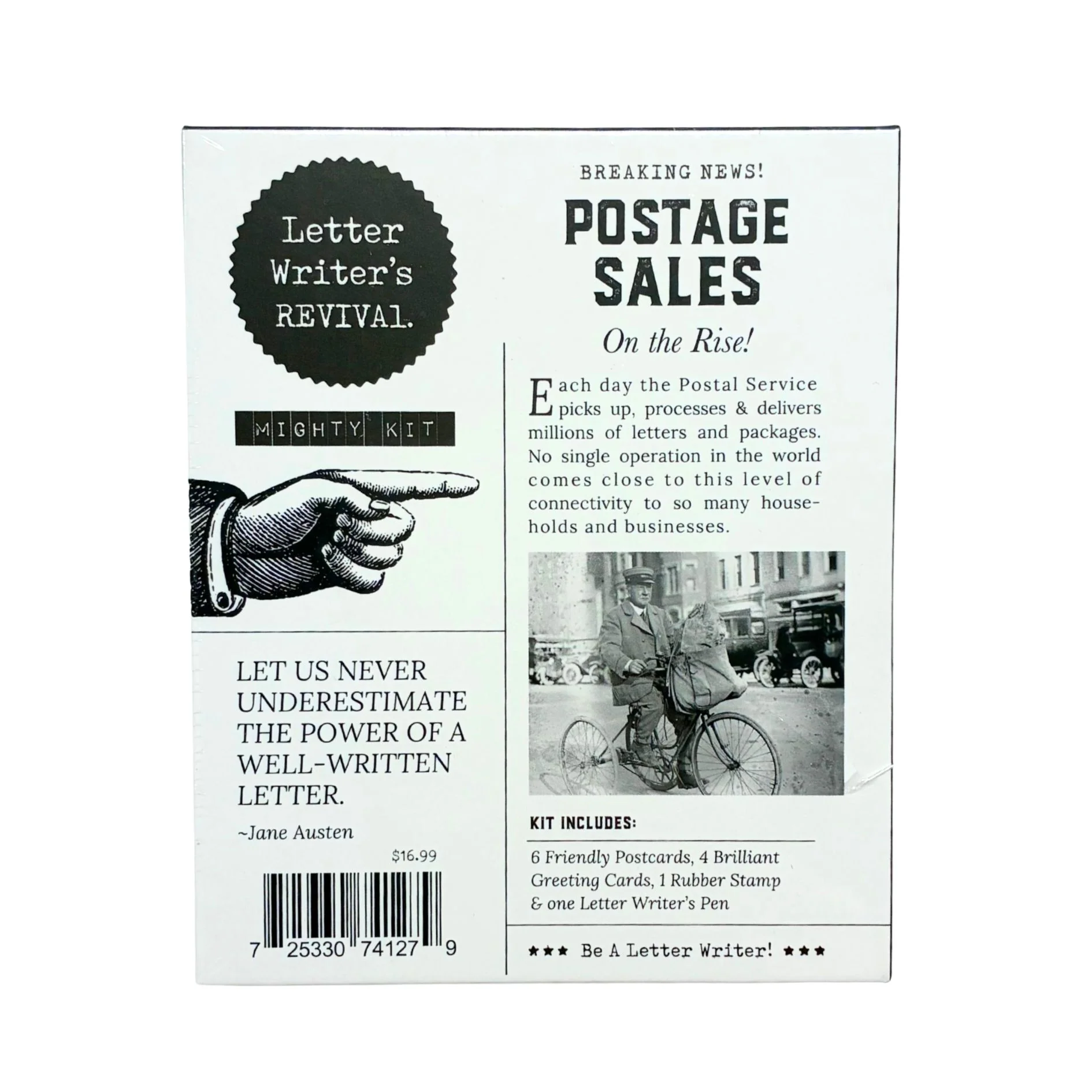 Letter Writer's Stationery Set "Mighty Kit"  | Letter-Writing Kit with Greeting Cards, Postcards, Pen, Rubber Stamp - Image 2
