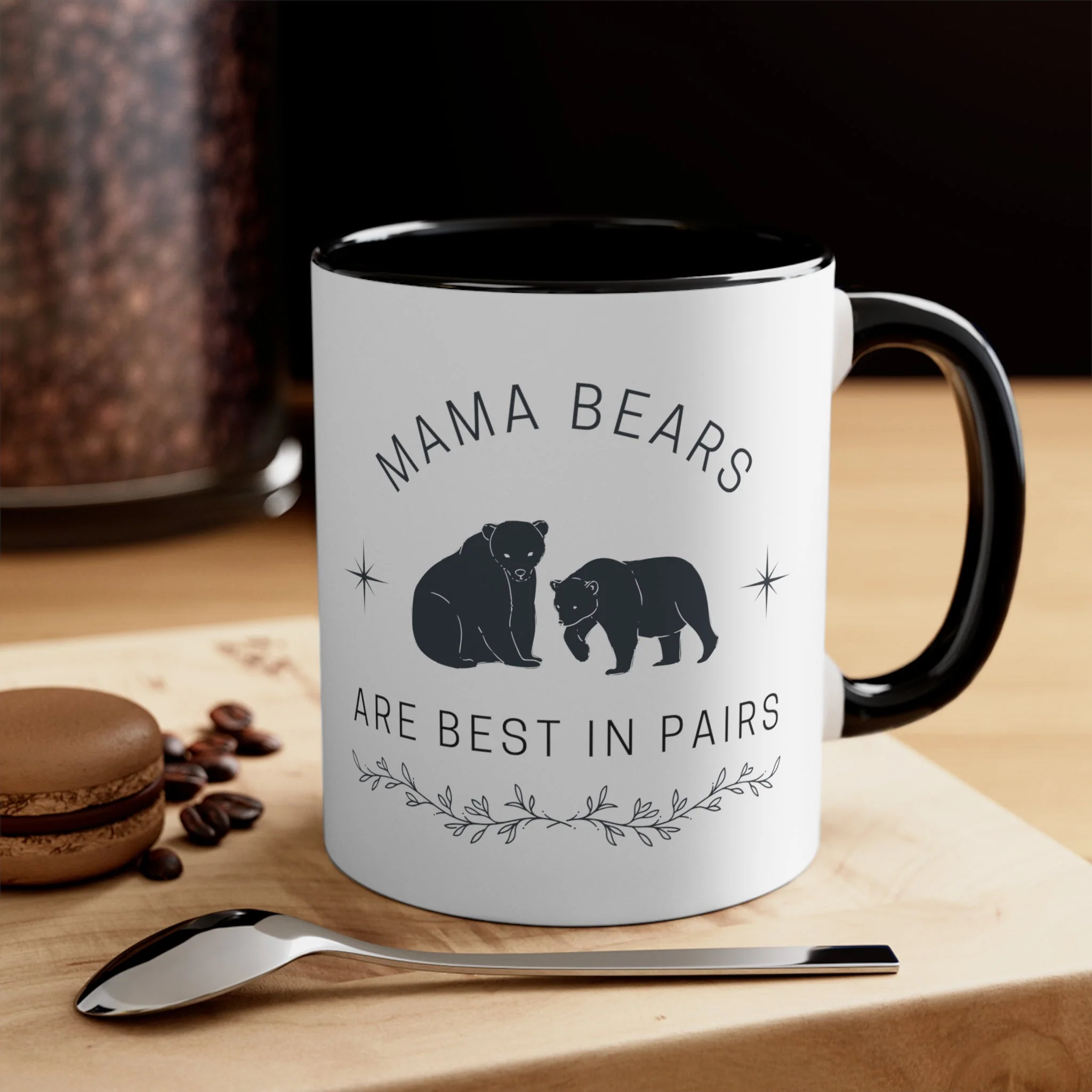 LGBT Moms "Mama Bears are Best in Pairs" Accent Coffee Mug, 11oz | Mothers Day Lesbian Moms LGBTQ Pride