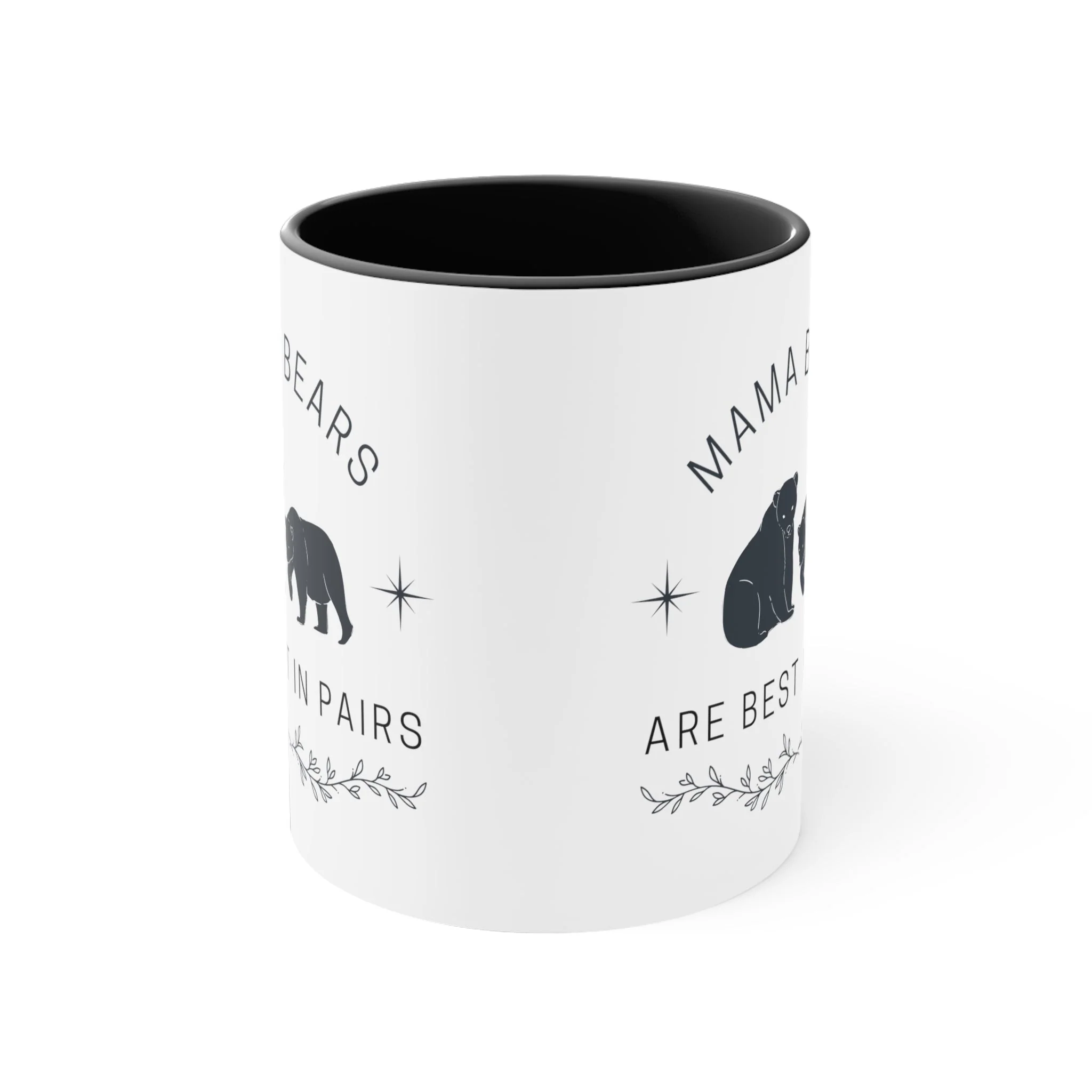 LGBT Moms "Mama Bears are Best in Pairs" Accent Coffee Mug, 11oz | Mothers Day Lesbian Moms LGBTQ Pride - Image 2