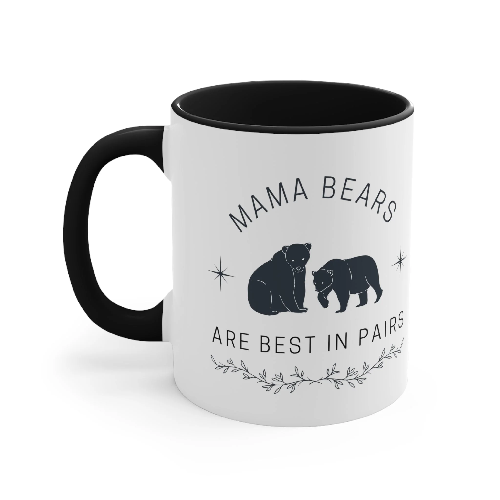 LGBT Moms "Mama Bears are Best in Pairs" Accent Coffee Mug, 11oz | Mothers Day Lesbian Moms LGBTQ Pride - Image 3