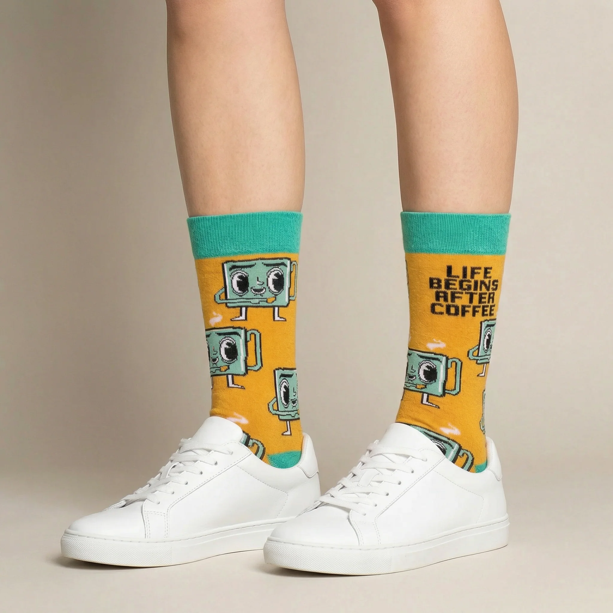 Life Begins After Coffee Socks | Retro Coffee Cup Socks | Funny Coffee Lover Gift - Image 5