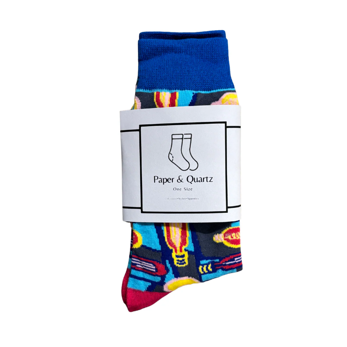 Bright Idea! Light Bulb Colorful Cotton Socks | Blue Women‘s Crew Socks - Image 4